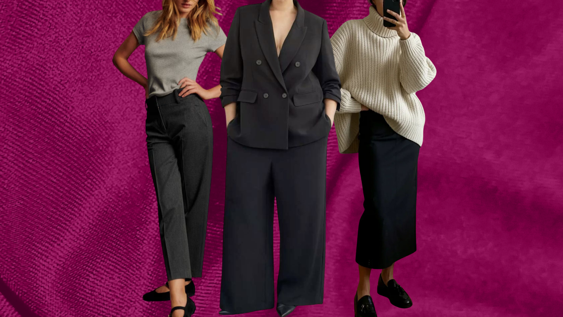 three women dressed professionally without heels