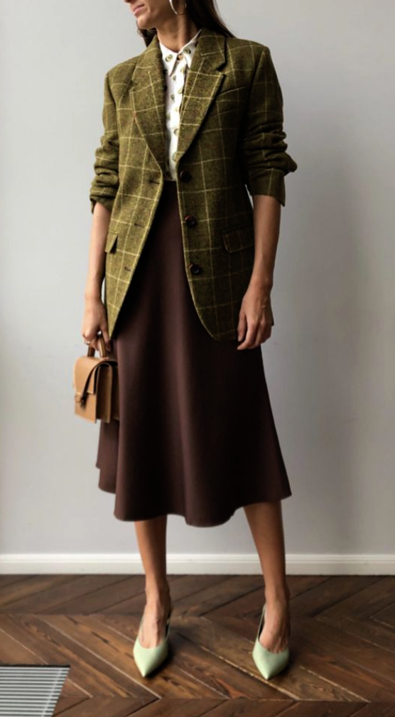 finding your style green blazer and brown skirt.png