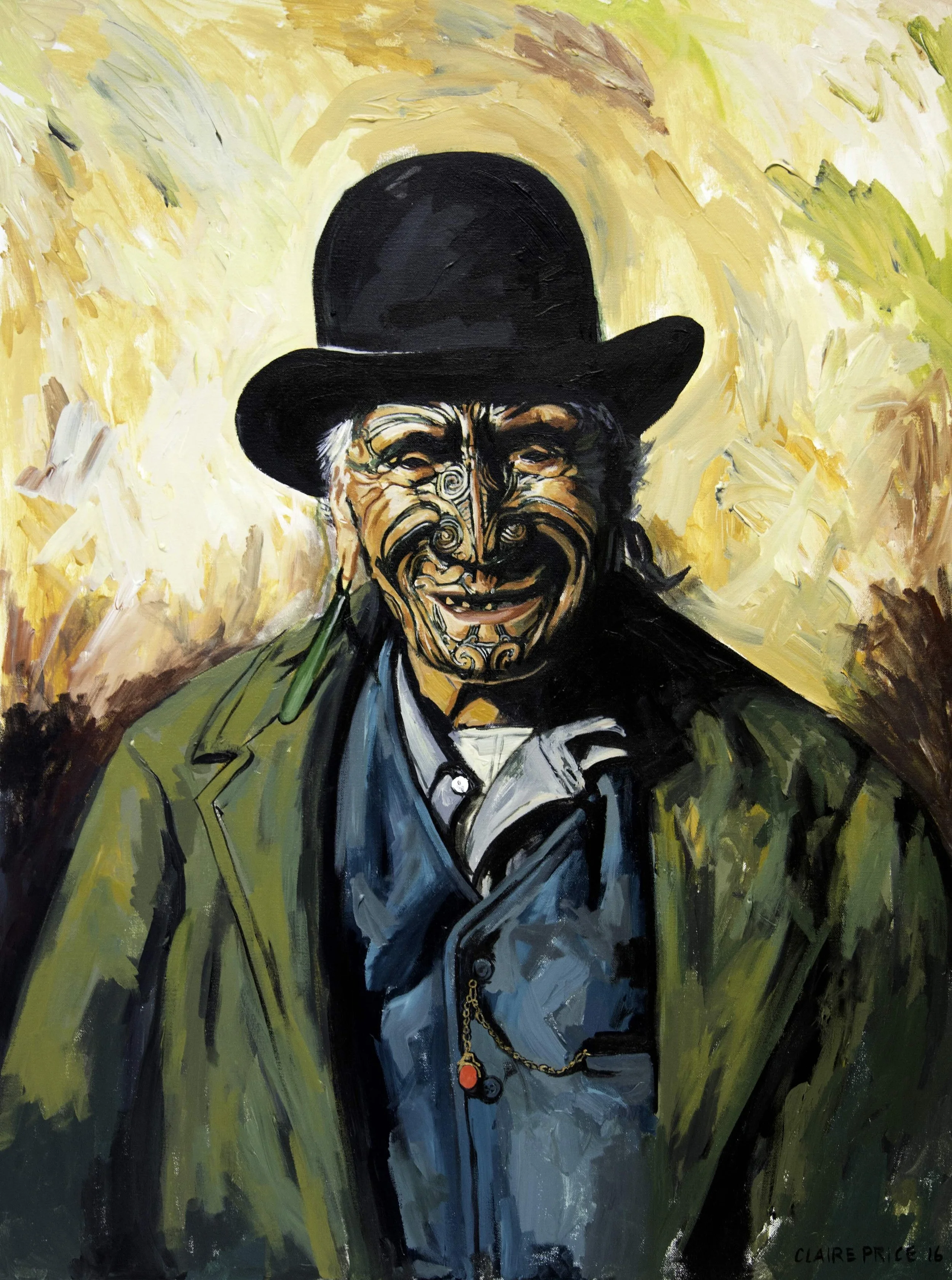 Uncle Hohepa, 30" x 40" Acrylic on canvas, SOLD