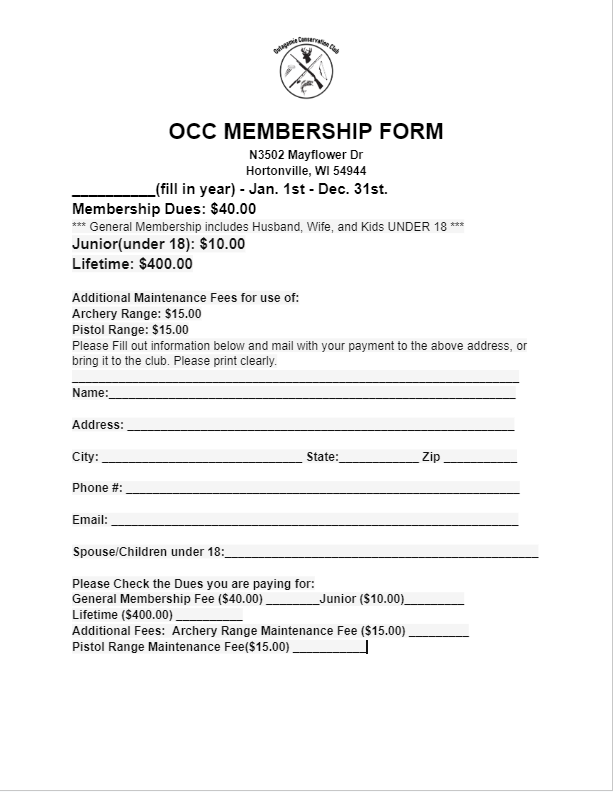 MEMBERSHIP — Outagamie Conservation Club