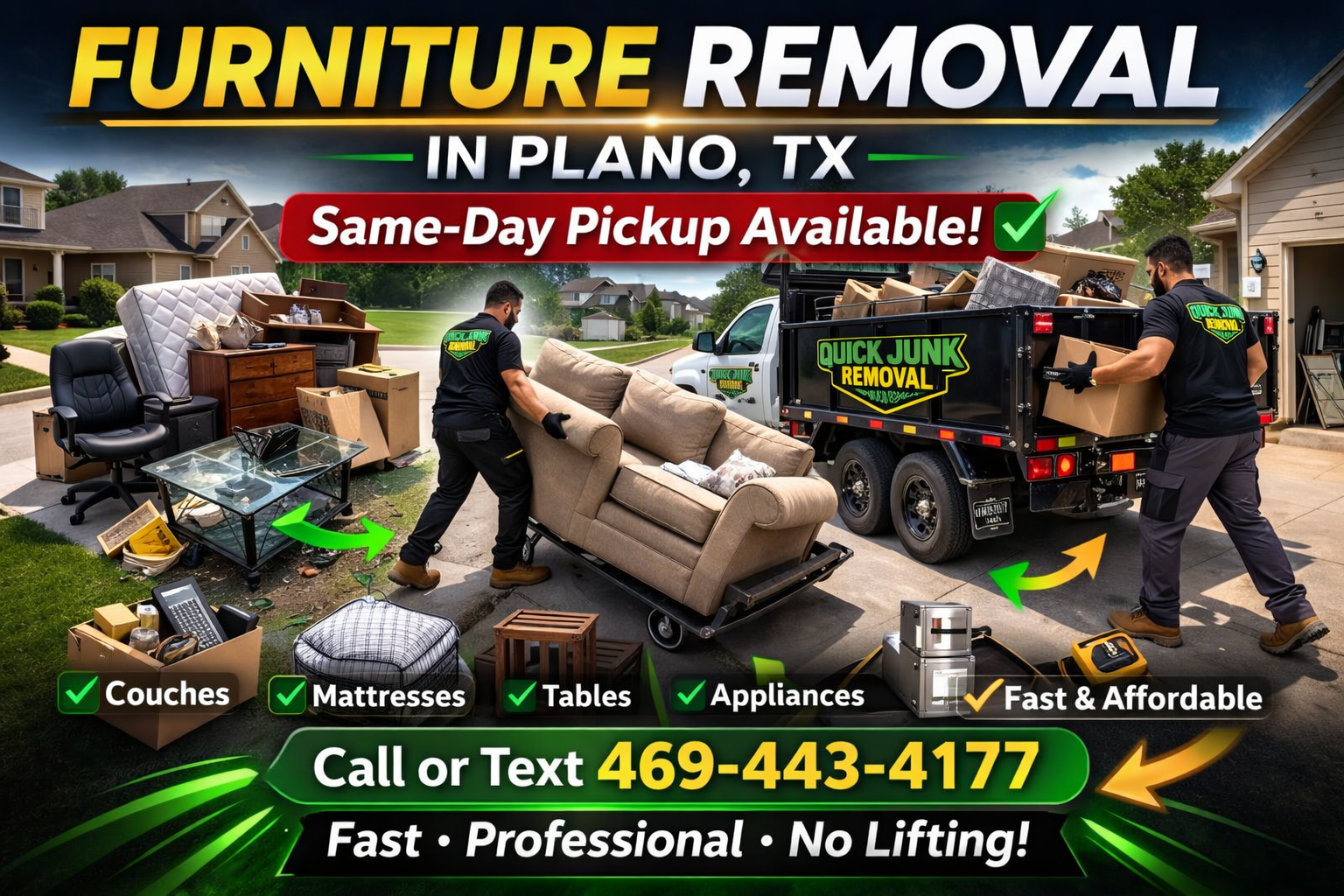 Furniture Removal in Plano, TX: Same-Day Pickup Available