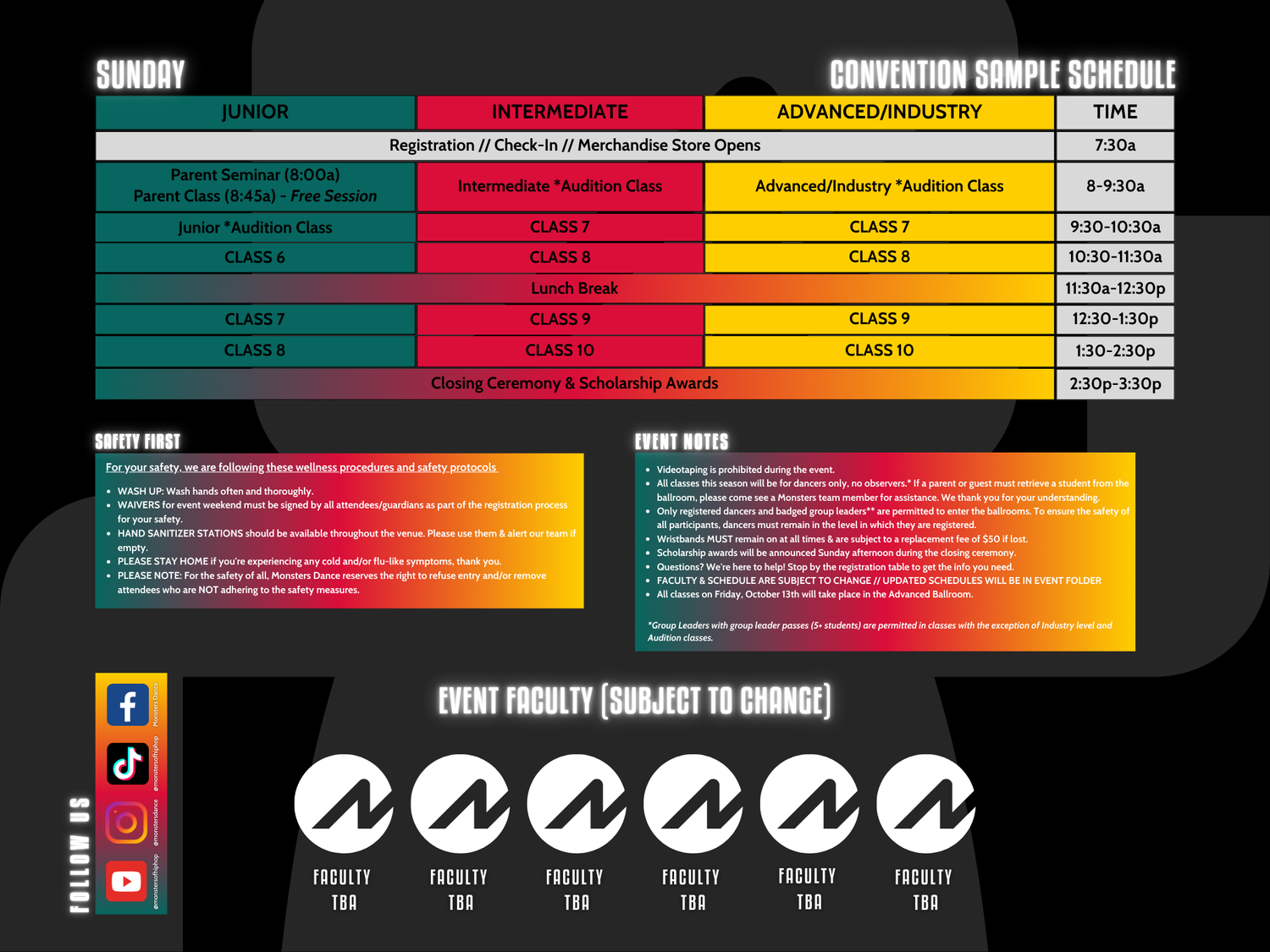 Convention Sample Schedule — Monsters Dance