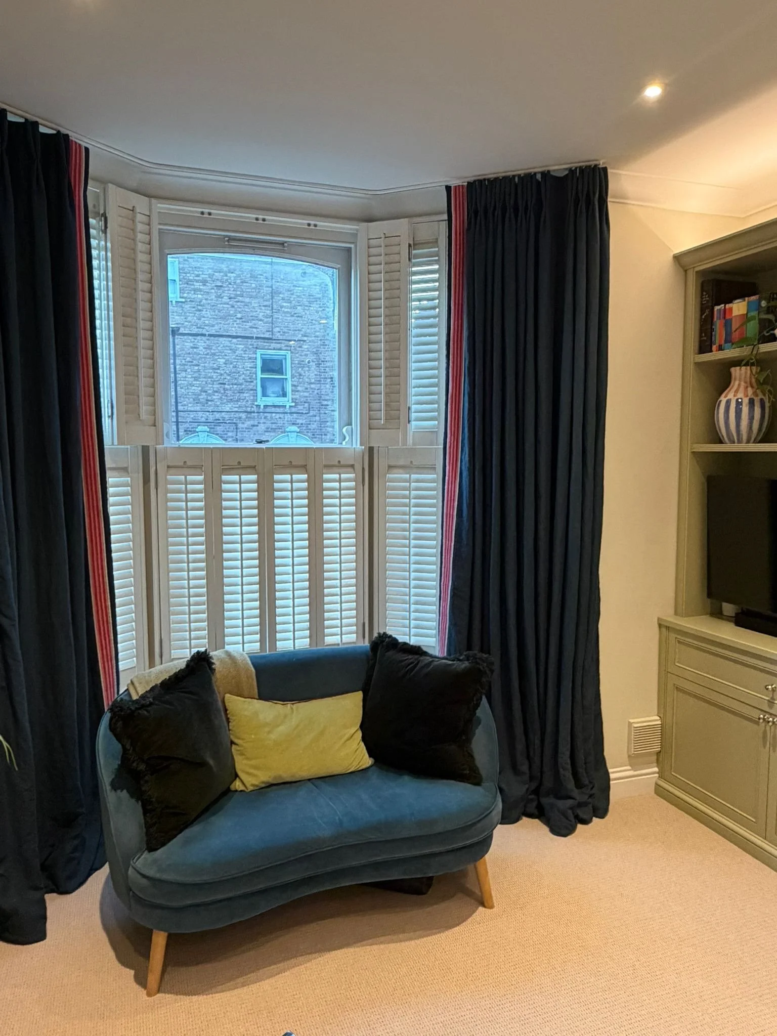 Double Pinch Pleat Linen Curtains, Leading Edge Trim