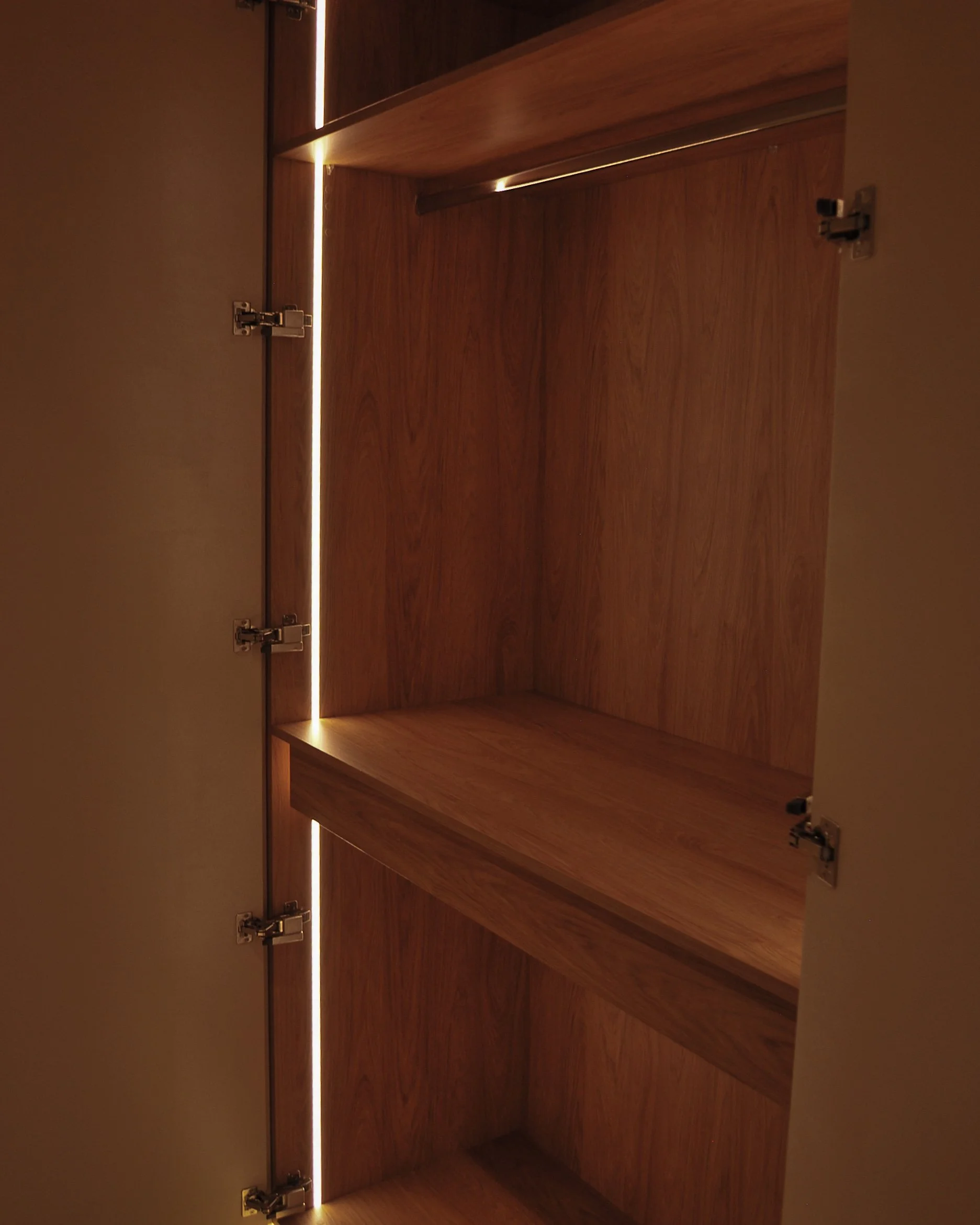 Integrated lighting within bespoke fitted cabinetry