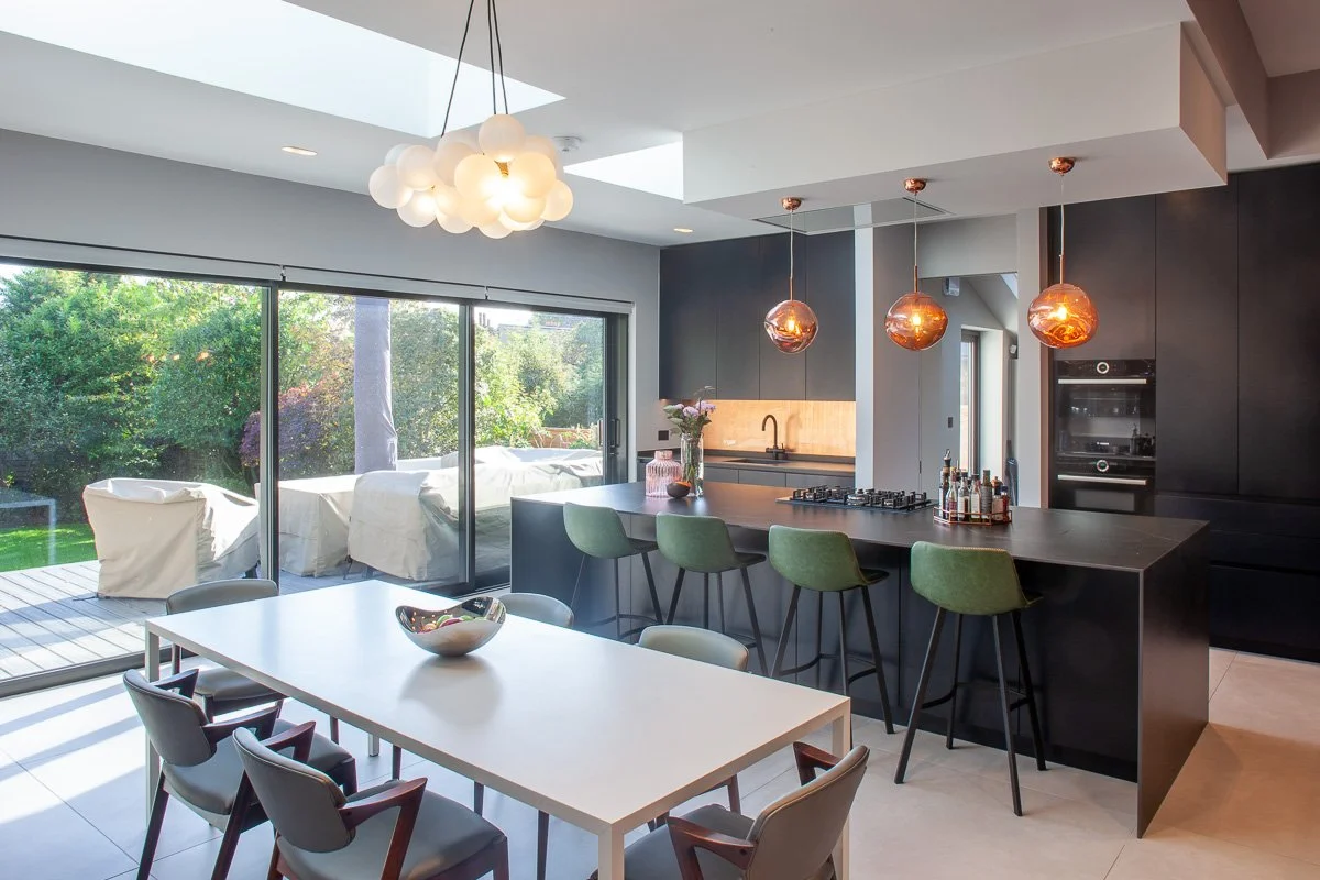Completed open-plan kitchen and home renovation in London by ZSS UK Ltd