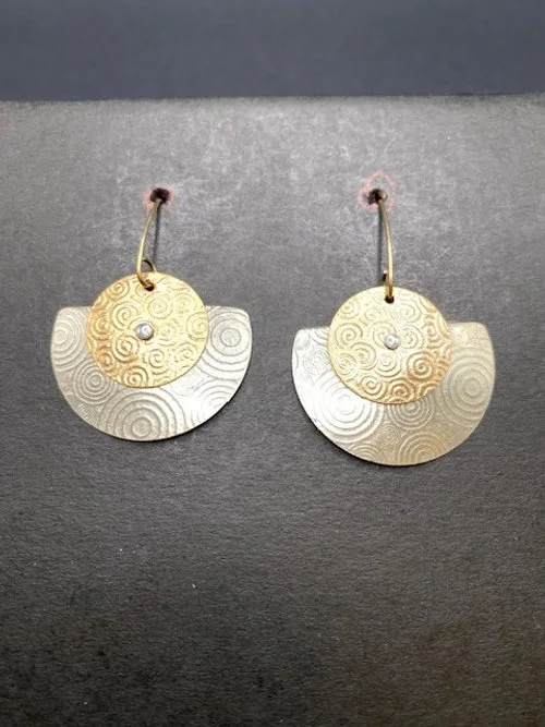 $165 | Earrings: Sterling Silver / Gold-filled disk