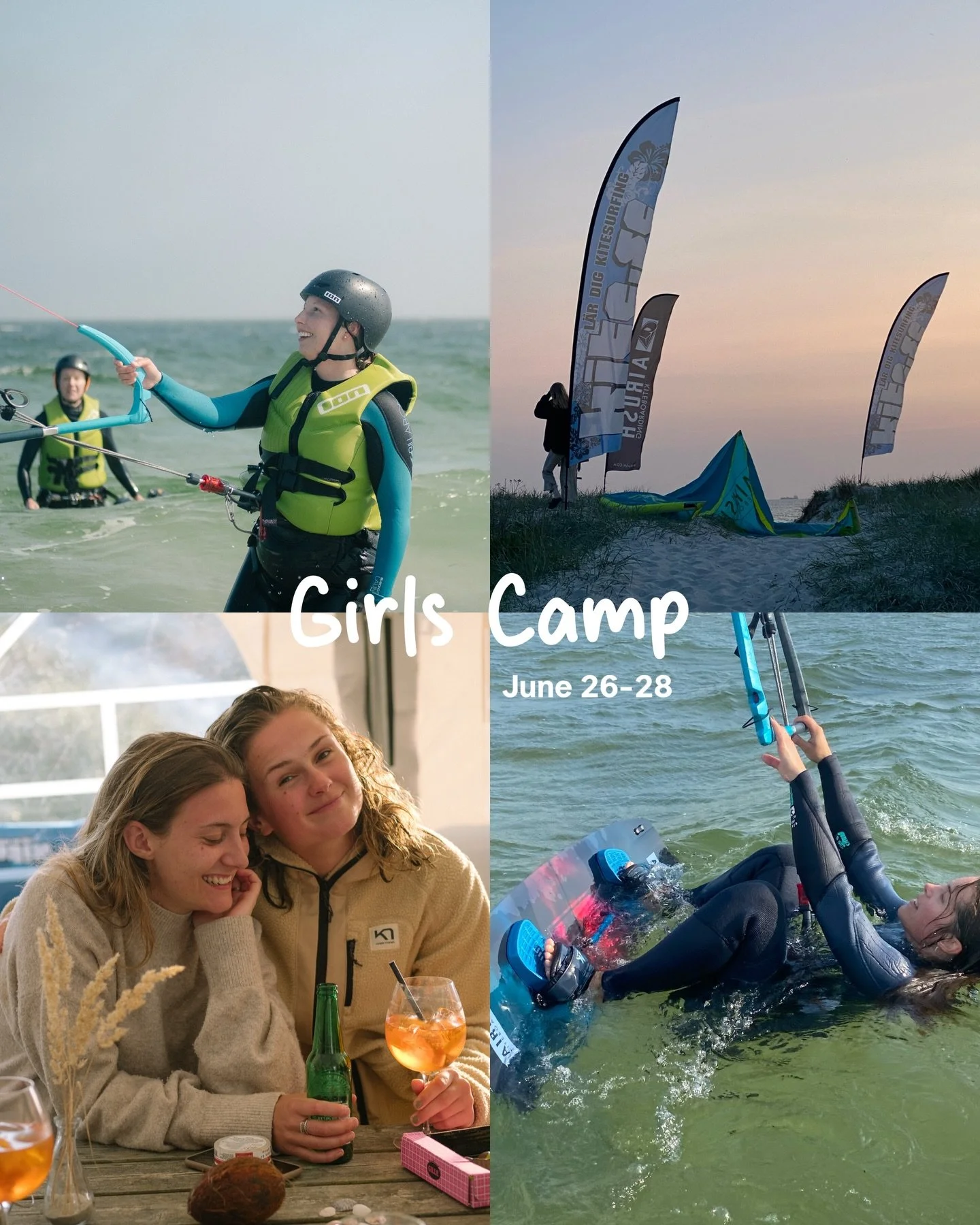 Our favourite weekend of the summer 🌸 Join us June 26-28 at girls camp 🏄&zwj;♀️ 🏖️ Learn how to kitesurf, yoga, meet new friends and have a goooood time in Lomma!