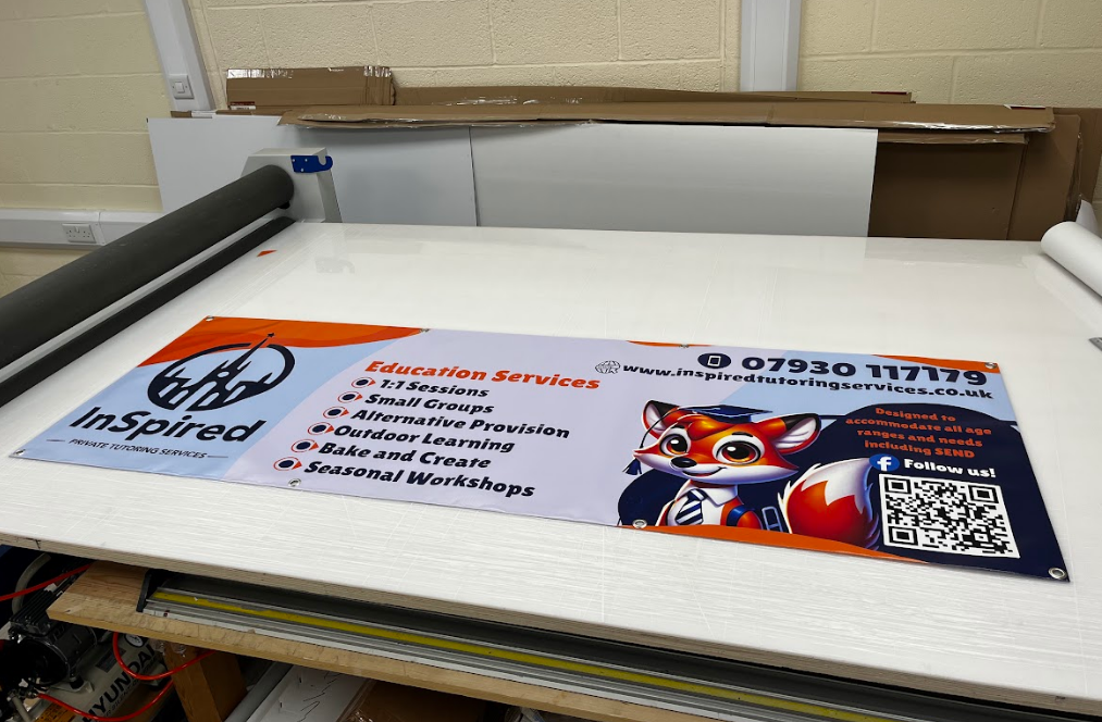 Promotional banner for pop up stand, Faringdon, Oxfordshire