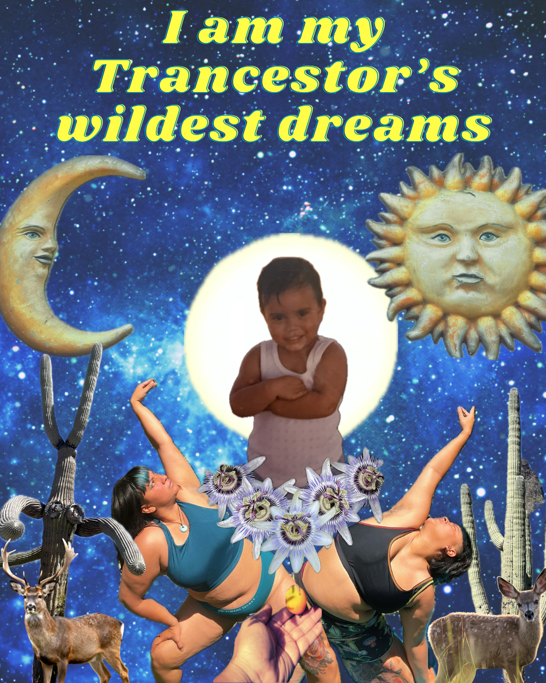 Digital Collage expressing my gender expansiveness and connection to nature 