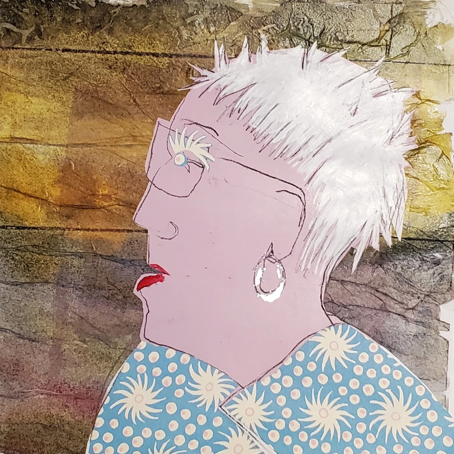 Vida, mixed media on paper, 10 x 10 in, 2025