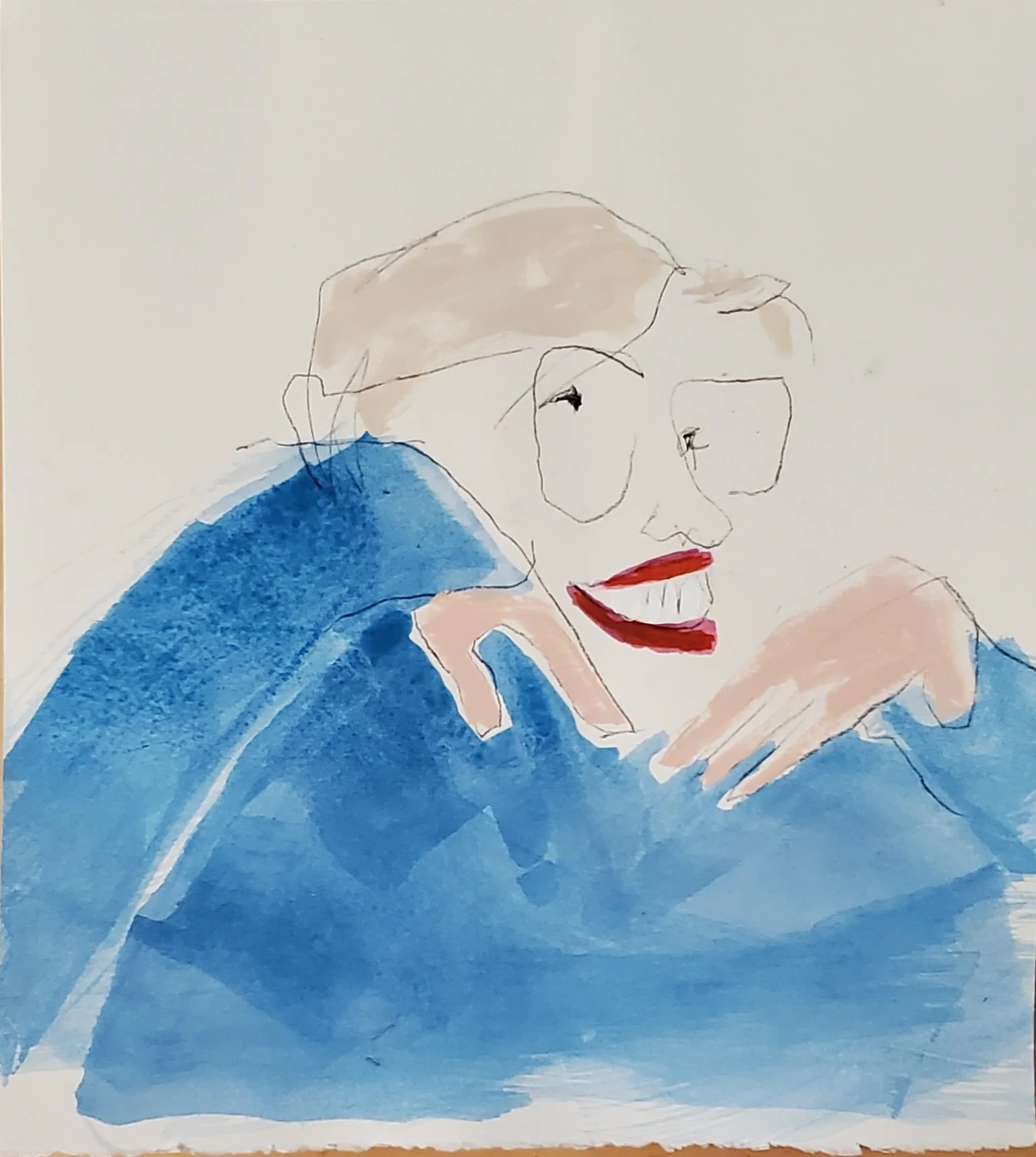 happy, mixed media on paper, 10 x 10 in, 2025