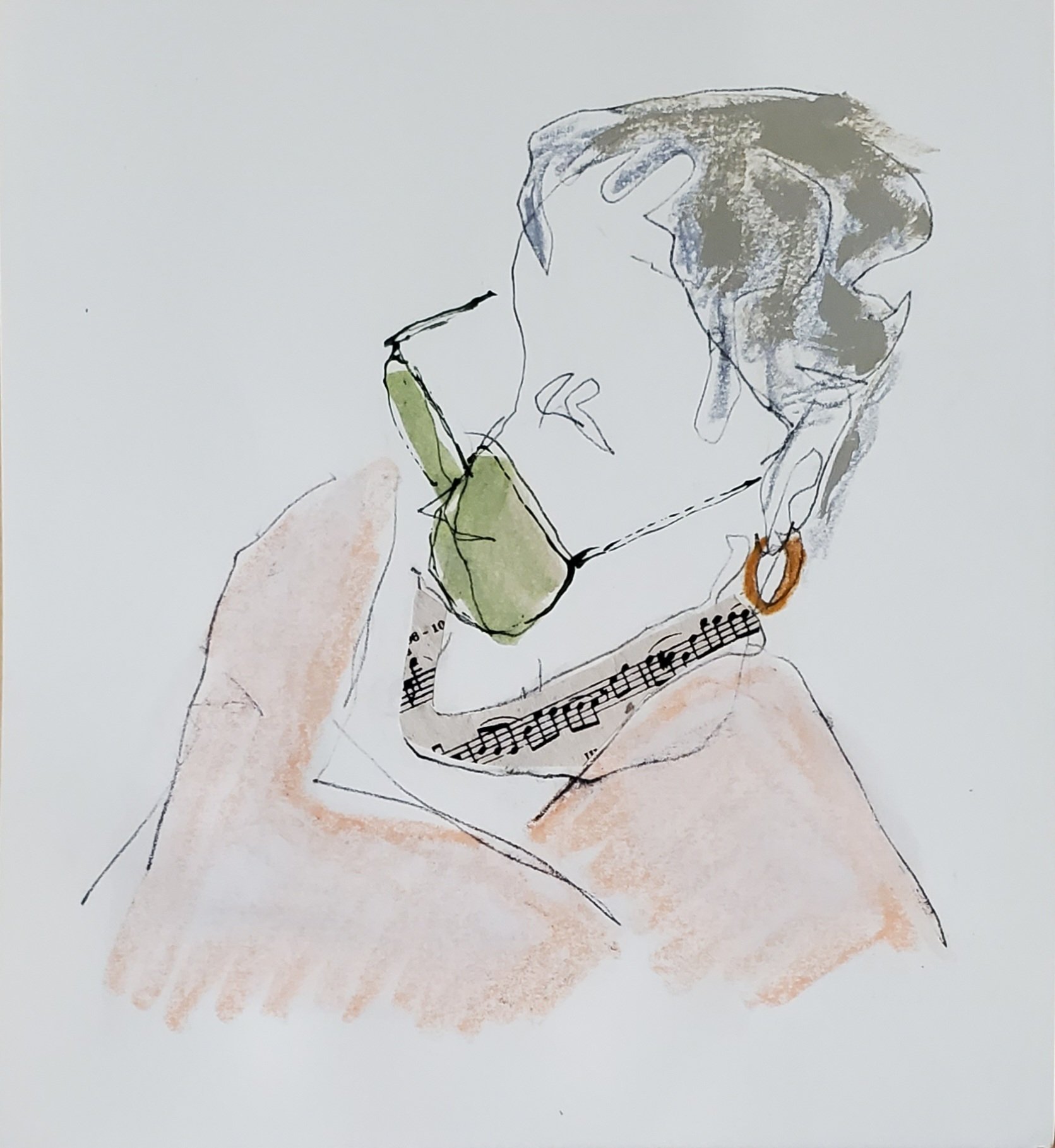 chill perspective, mixed media on paper, 10 x 10 in, 2025