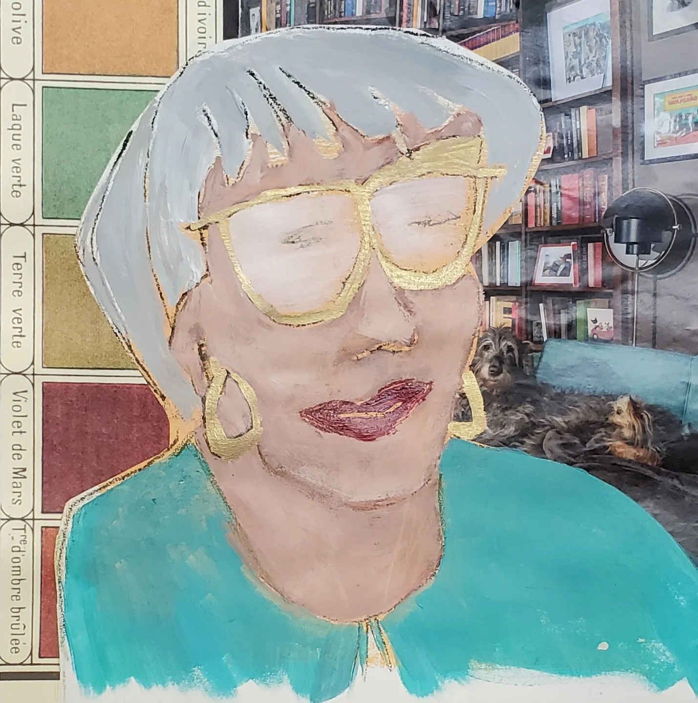 crafter, mixed media on paper, 10 x 10 in