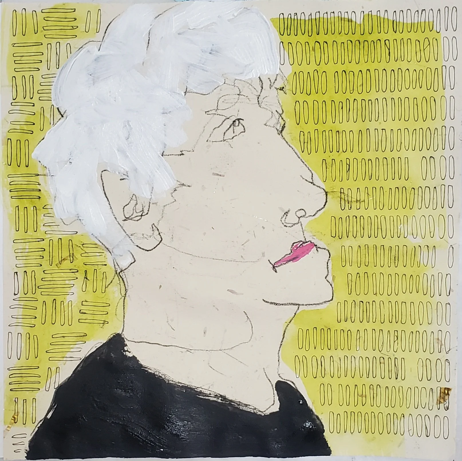 lynne, 10x10, ink/acrylic on paper, 2026