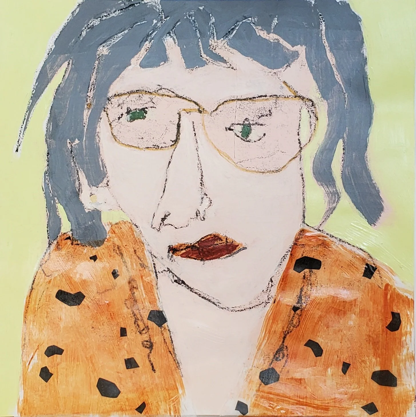 medusa, mixed media on paper, 10 x 10 in, 2025