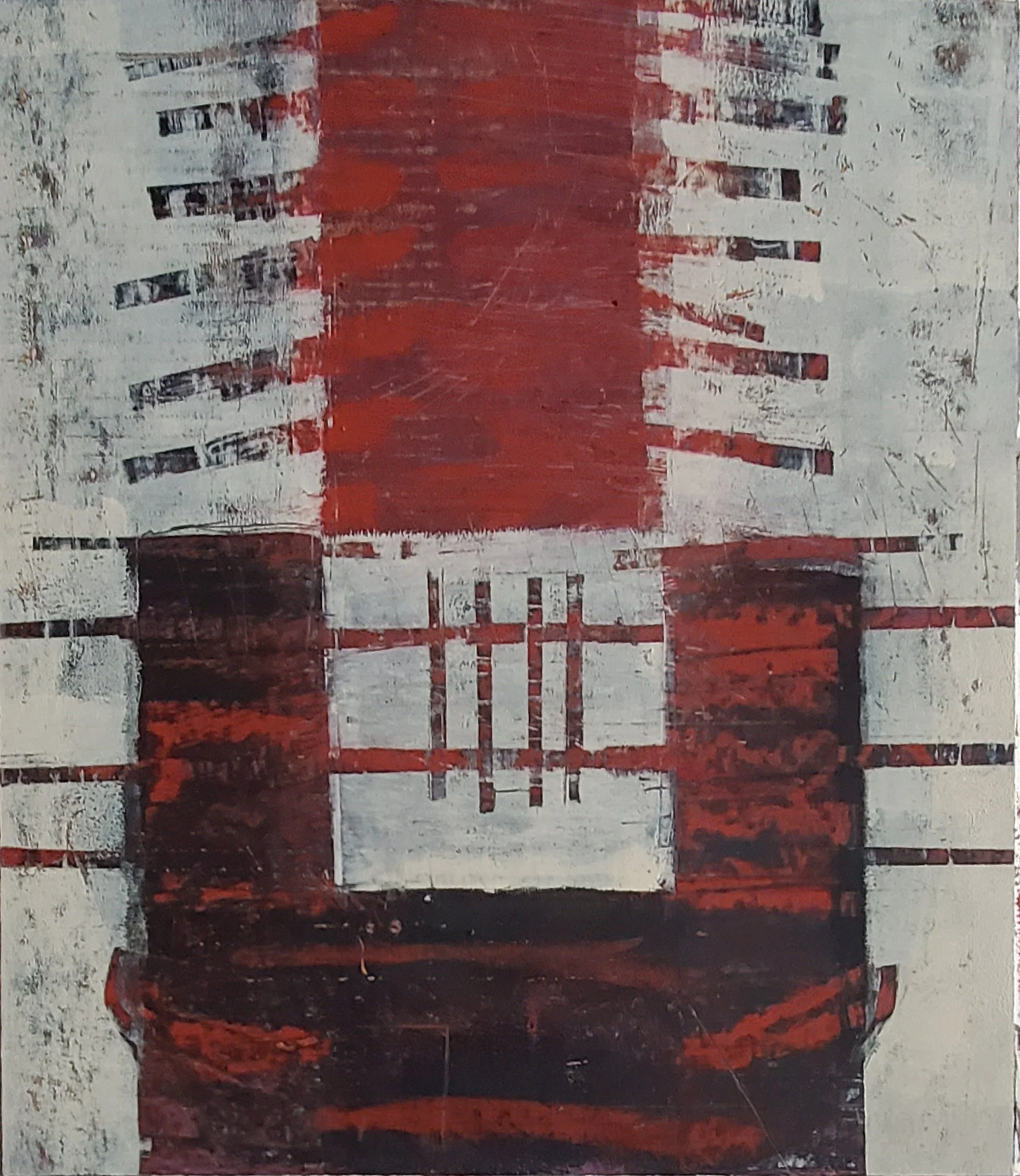 just the messenger, 16x16in, oil/cold wax, 2024 - available