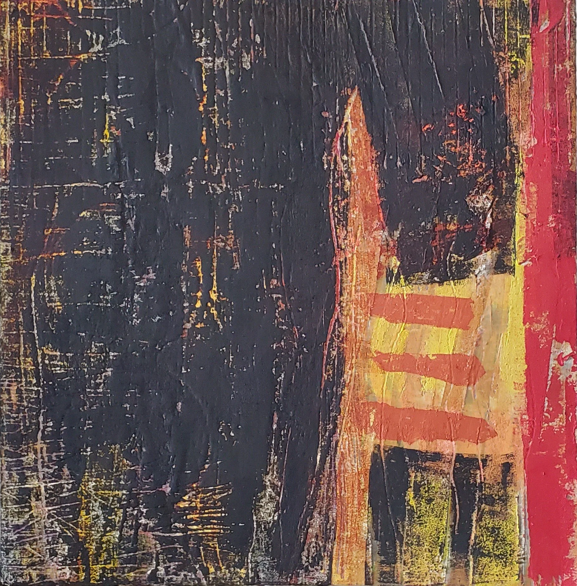 nobody gets out of it, 12x12in, oil/cold wax, 2024 - available