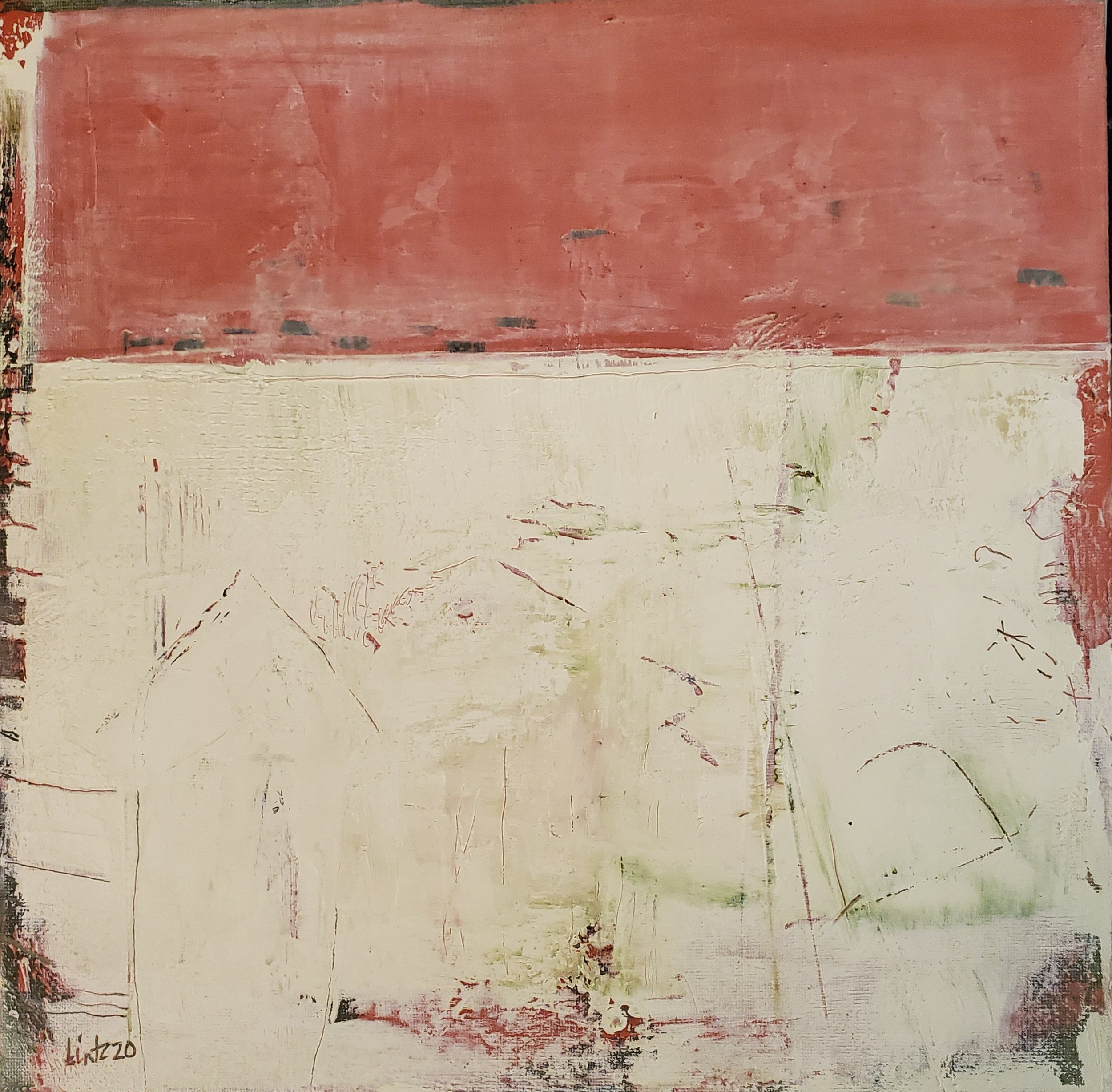 on the horizon, 12x12in, oil/cold wax on canvas panel, 2020