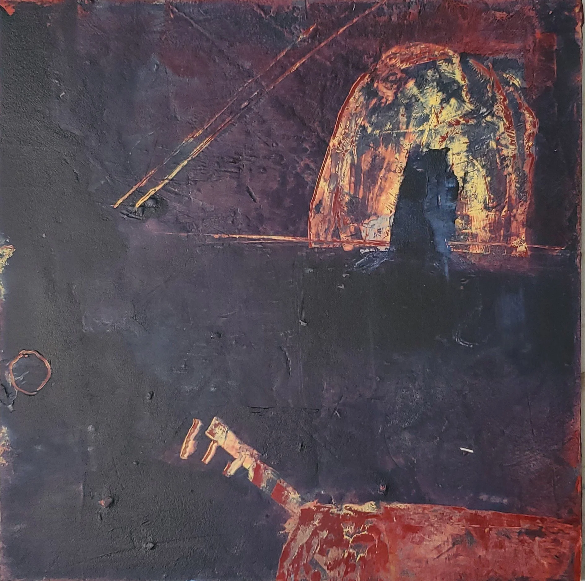 on the horizon, 6x6in, oil/cold wax on hardboard, 2021 - sold