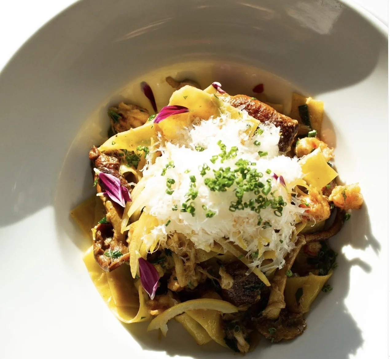 St. John's Restaurant Gowin Valley Farms Mushrooms and Crab Pappardelle fine dining plate