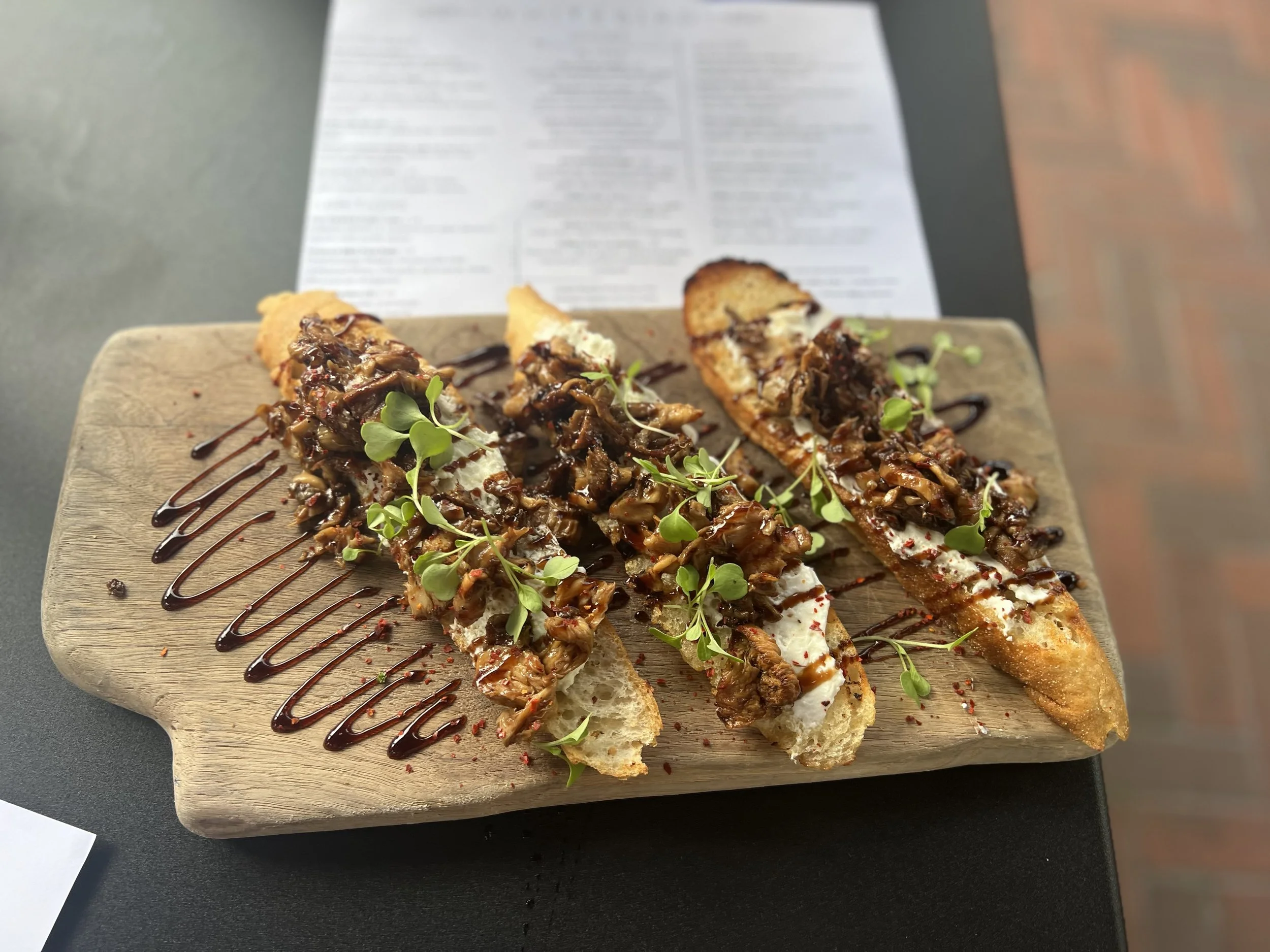 Whitebird at the Edwin Hotel Gowin Valley Farms Mushroom Bruschetta