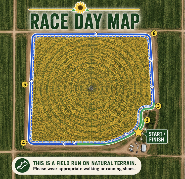 Simply Sunflower Field Run - Fun Run and 5K Running Map