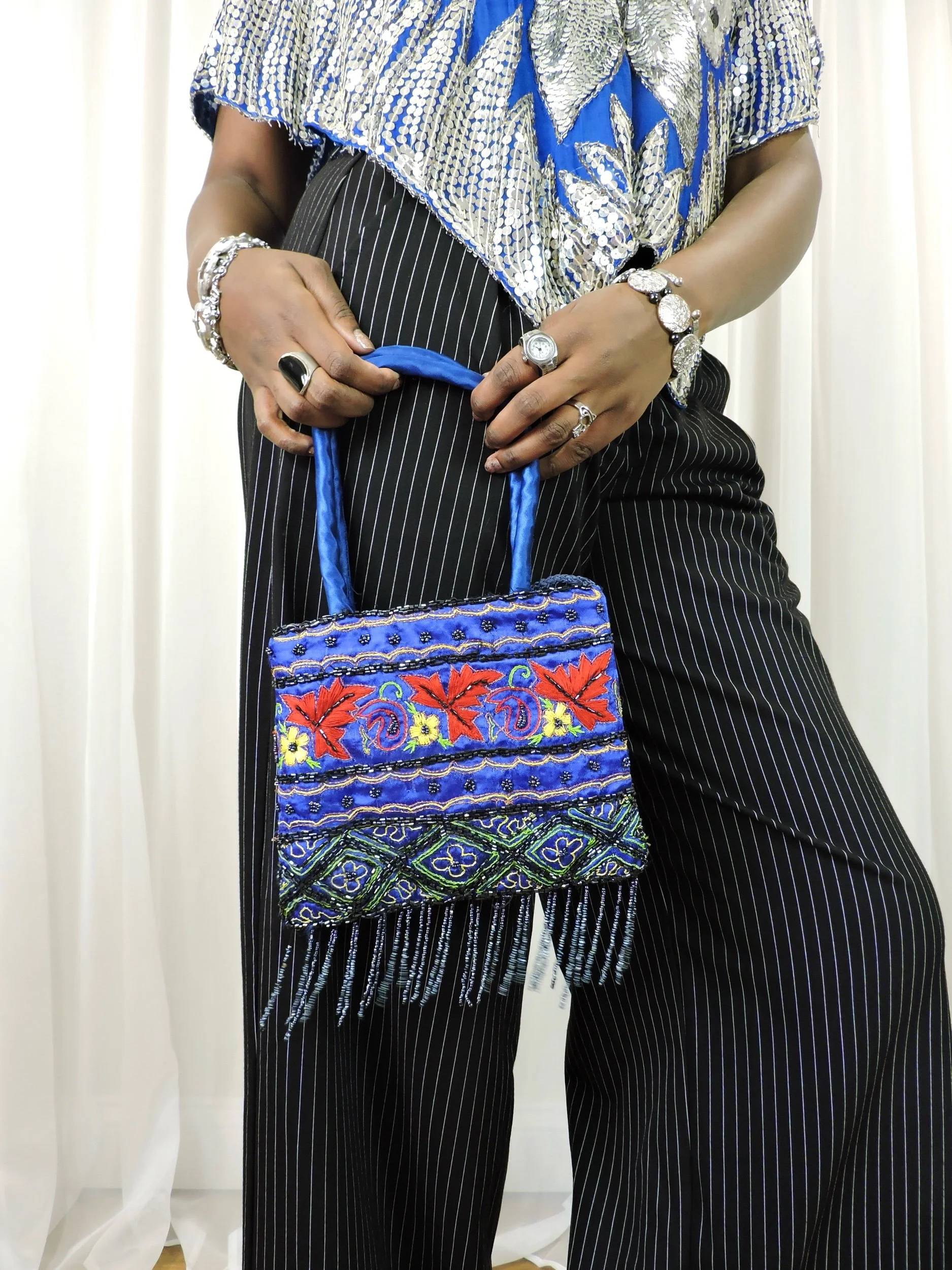 1990s beaded satin bag