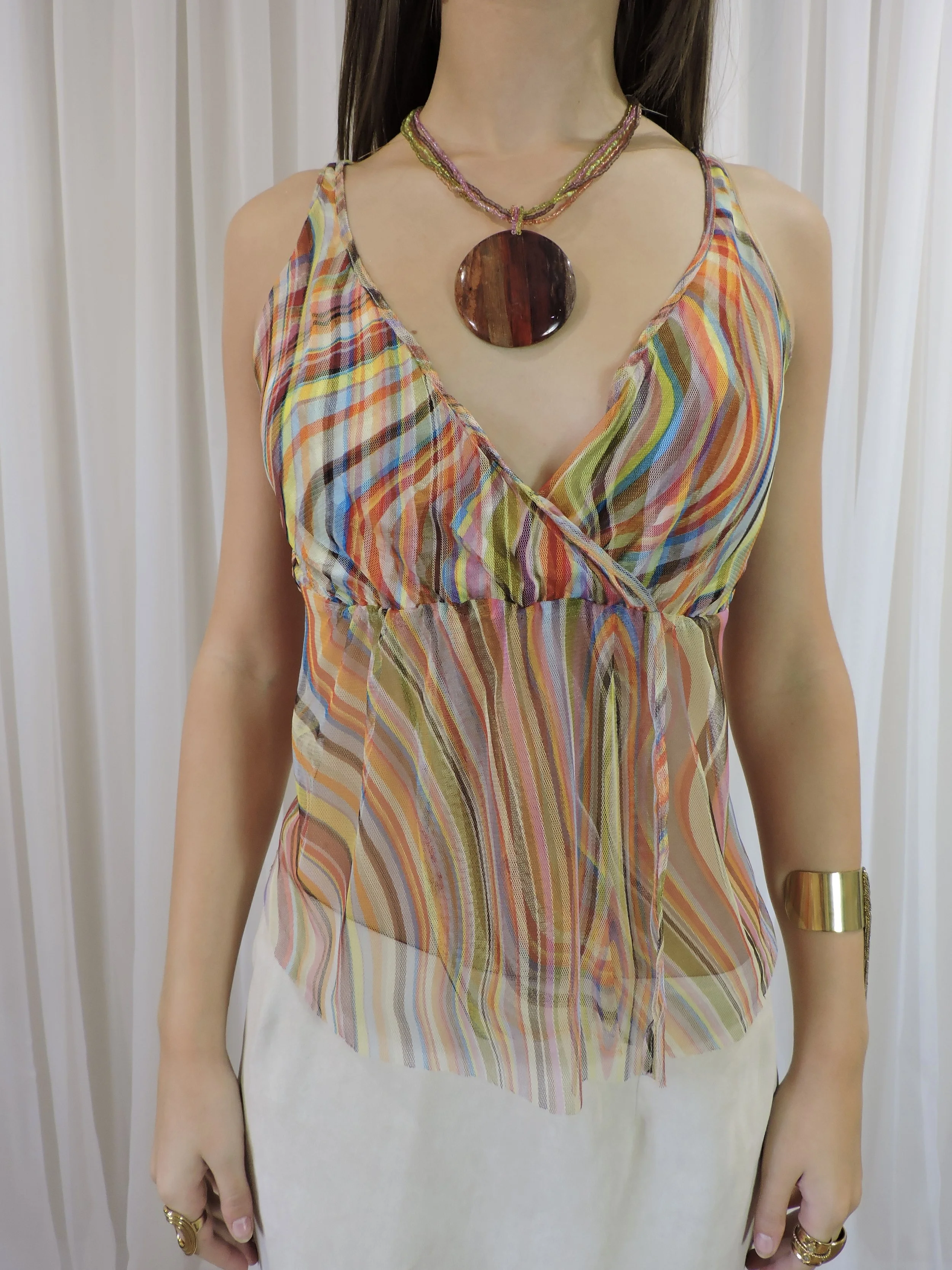 Paul Smith vintage swirl print mesh & silk cami