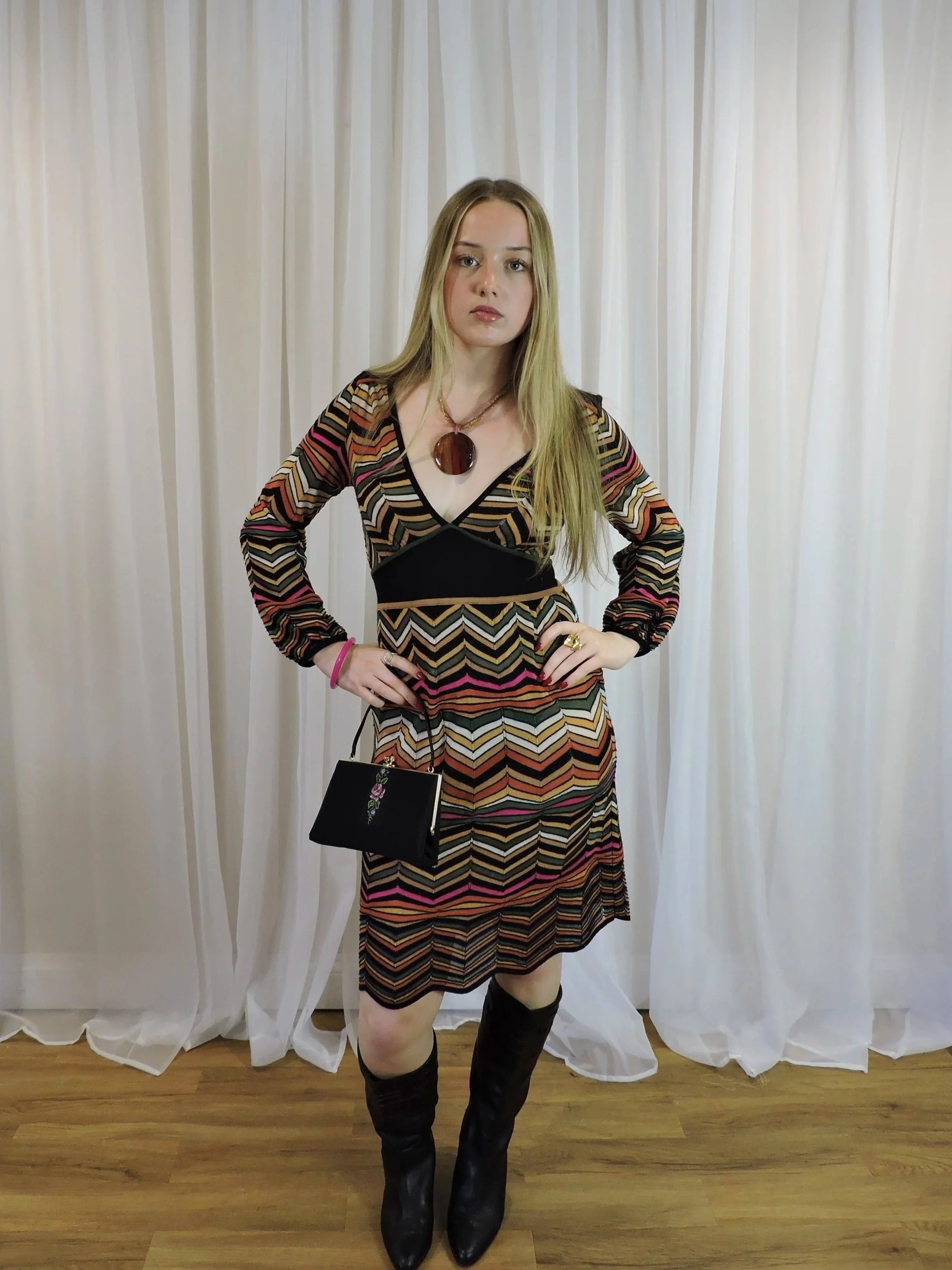 Missoni vintage early 2000s signature chevron knit dress