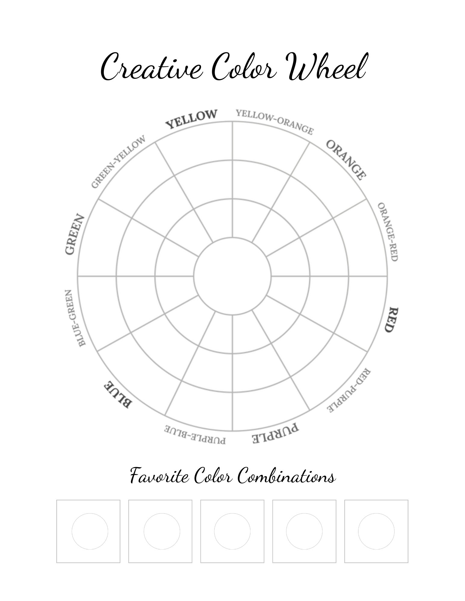 Printable Color Wheel