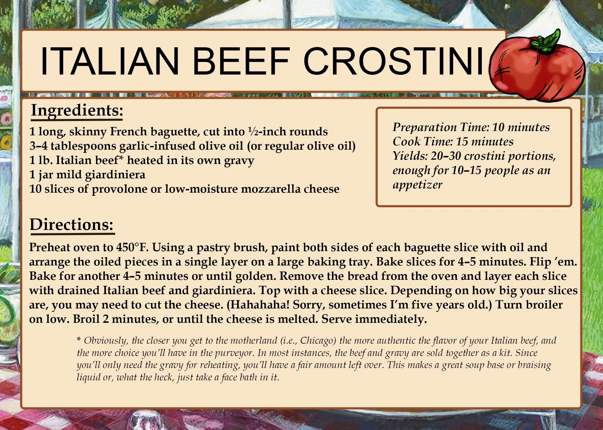 Recipe Card - Italian Beef Crostini - Side 1