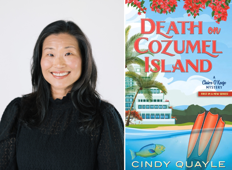 Mystery author Cindy Quayle and her book Death on Cozumel Island, a Claire O'Keefe Cozy Mystery