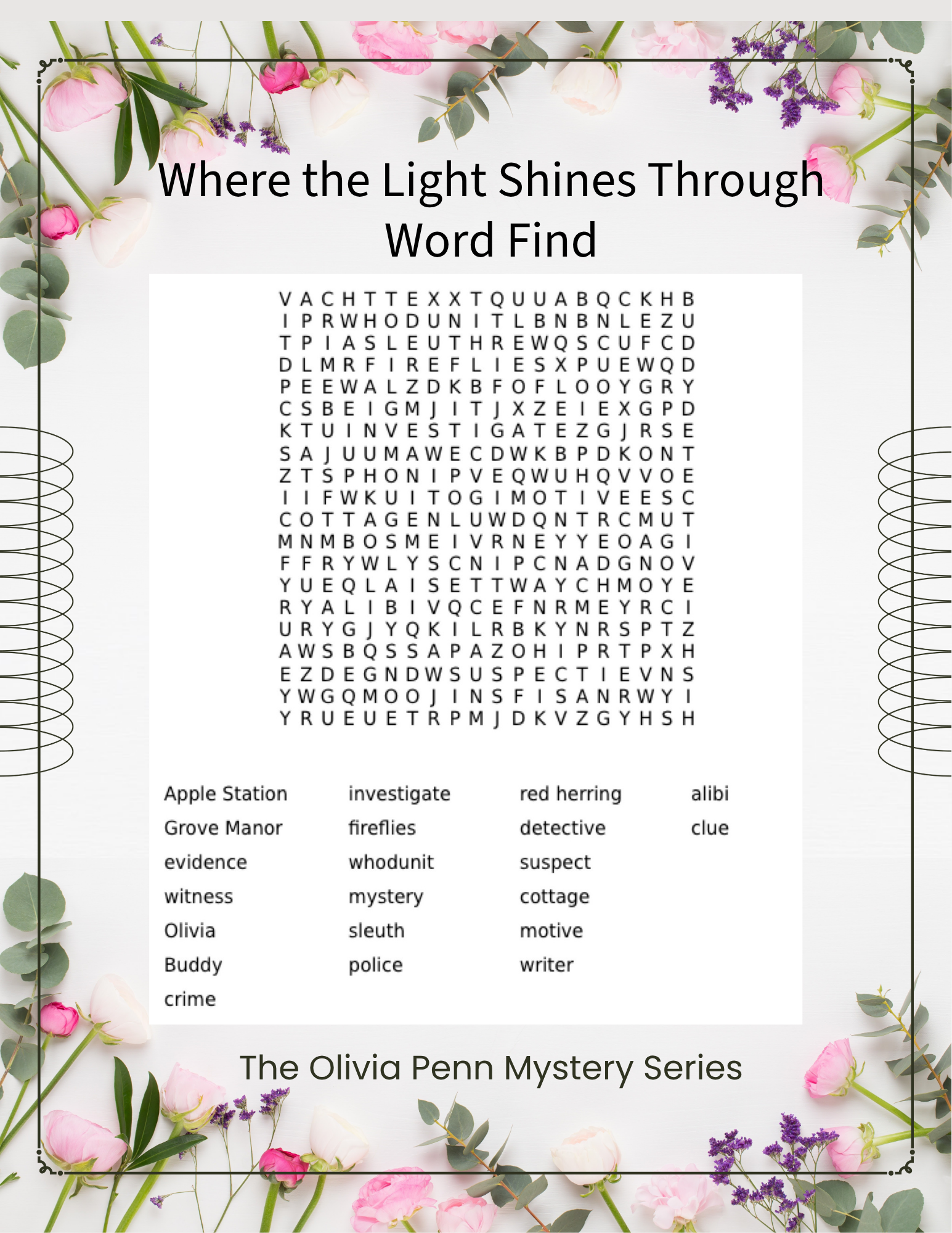 Where the Light Shines Through Word Find