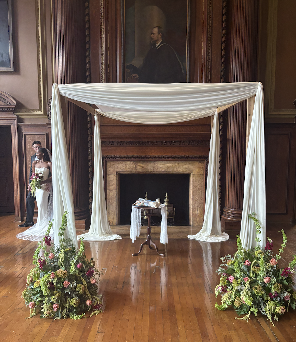 Photo: Mr. & Mrs. Chuppah, LLC. / Venue: The College of Physicians / 2 CUSTOM DRAPES 