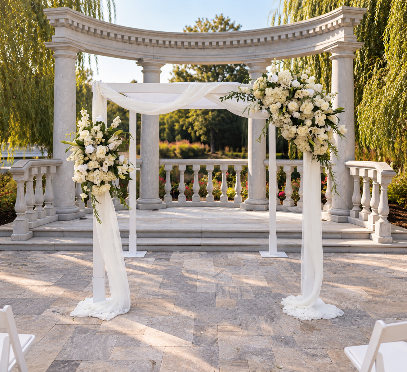 Photo: Mr. & Mrs. Chuppah / Florals: Eve's Floral Graden / Venue: The Mansion on Main Street / SIMPLE DRAPING
