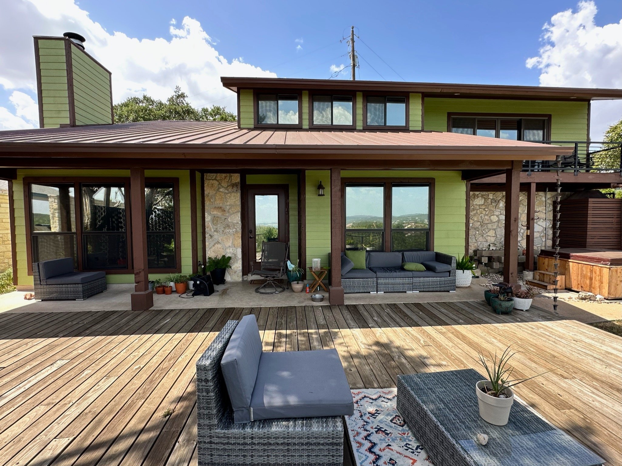 Luxury waterfront home with privacy-enhancing window film.