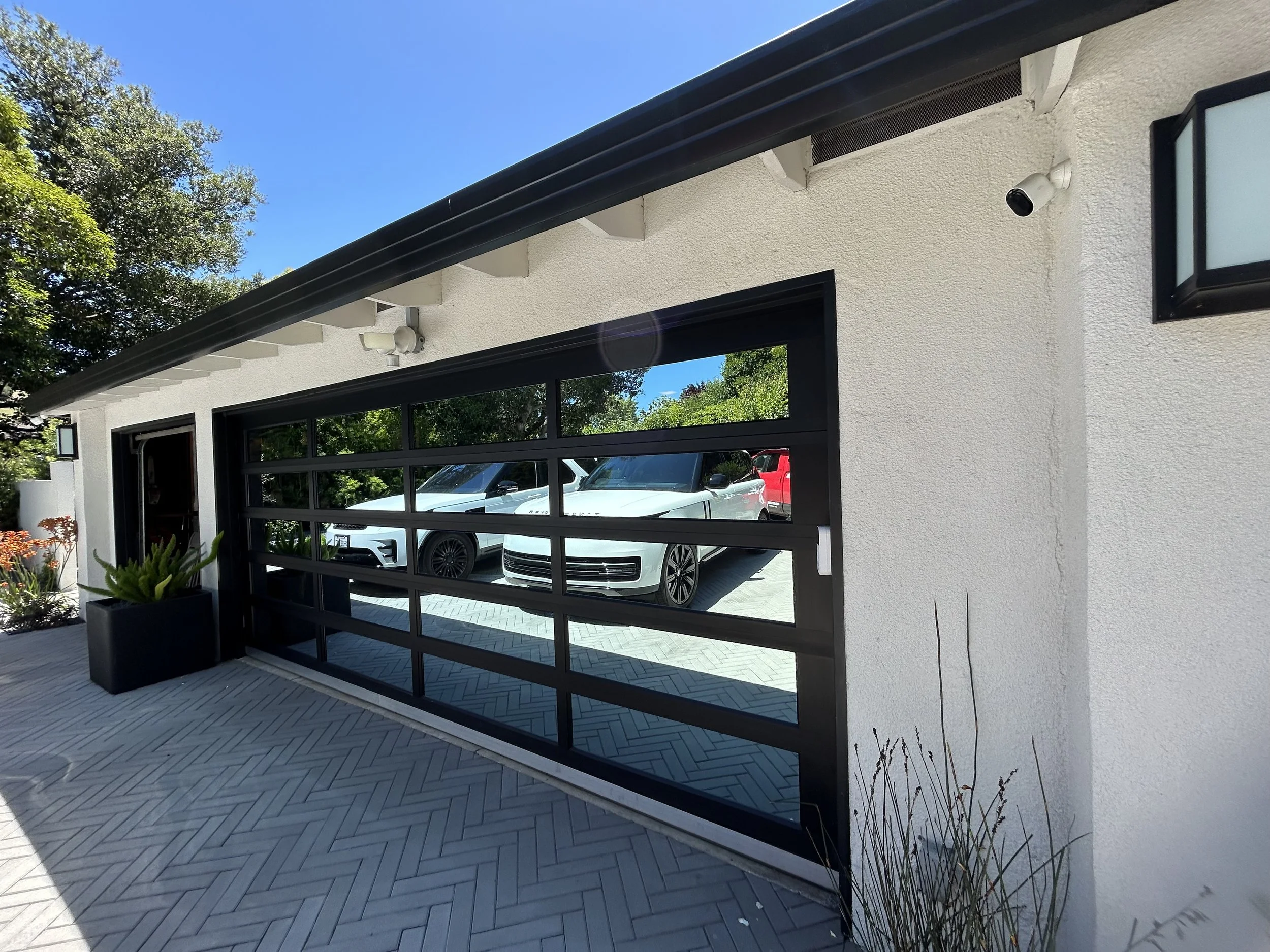 Aluminum and glass garage door serviced by R&S Concord in Lafayette, CA