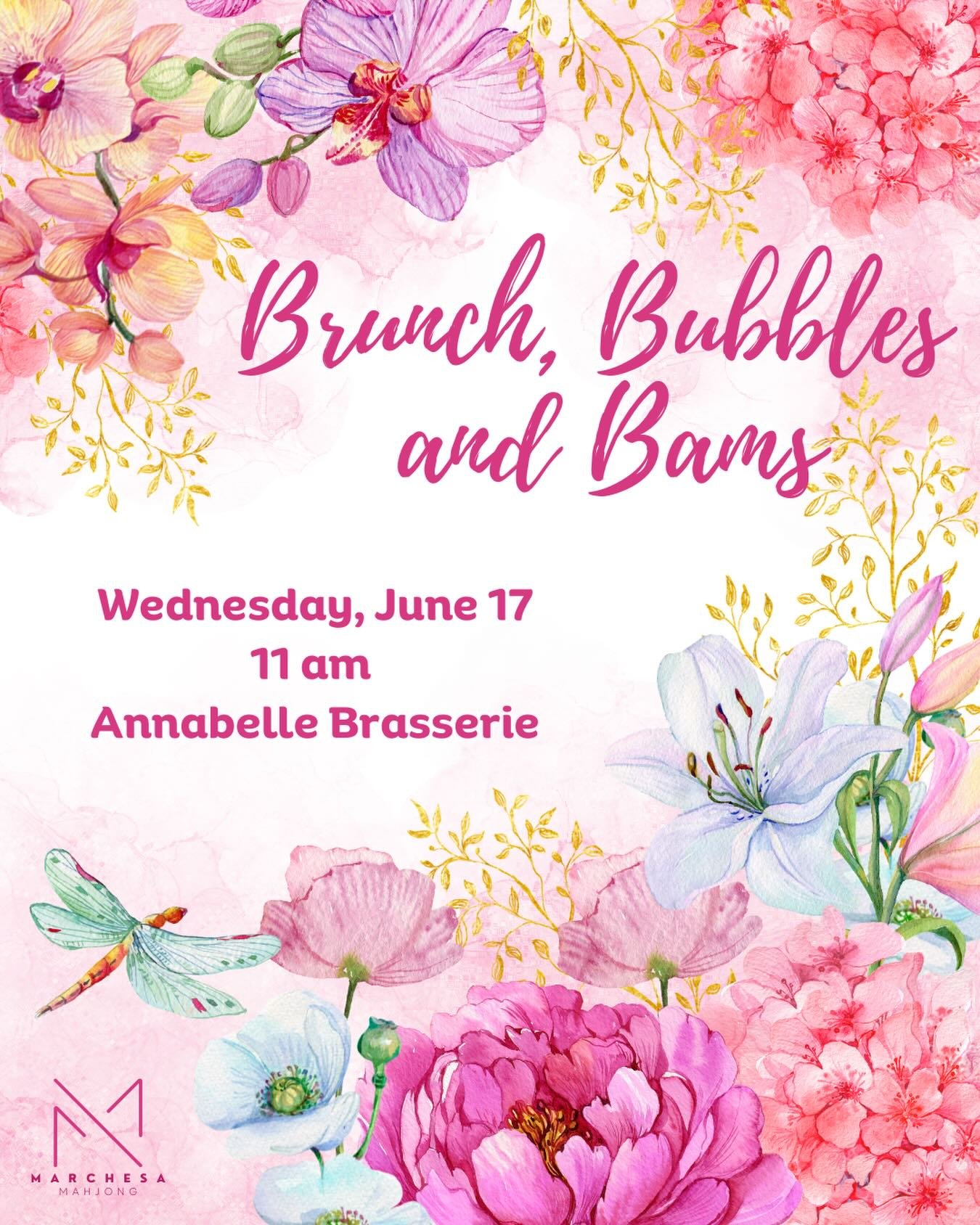 ✨ Brunch, Bubbles &amp; Bams ✨🥂🀄️

Join us at Annabelle Brasserie for the prettiest Mahjong brunch of the summer 💕

Think bubbly cocktails, beautiful florals, brunch bites, and a morning full of Mahjong with the girls 🌸

✨ Wednesday, June 17
🥂 1