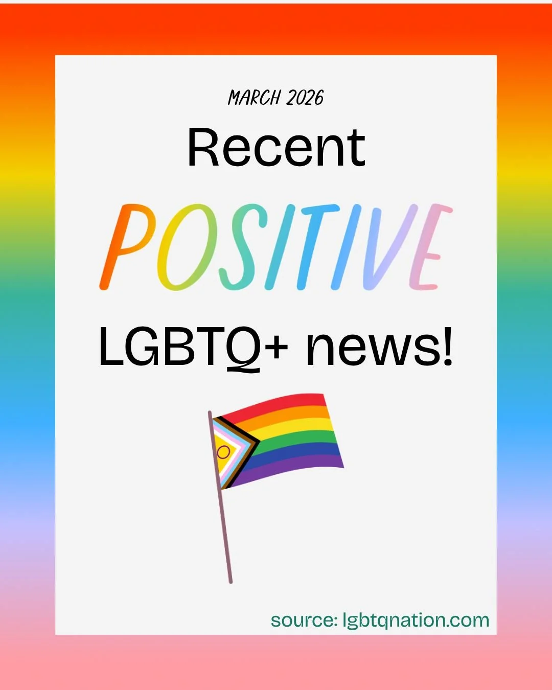 In need of some good news? 💛 Swipe through to learn about some big wins for the LGBTQ+ community that happened this past month!

#lgbtqcommunity #conversiontherapy #queermentalhealth