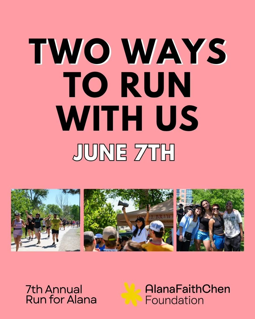 The 7th Annual Run for Alana is almost here &mdash; and no matter where you are in the world, there is a spot for you in this movement. 💛

🏃 In Person &mdash; Denver
Meet us at Odell Brewing Sloan&rsquo;s Lake on Sunday, June 7th. Check in starts a
