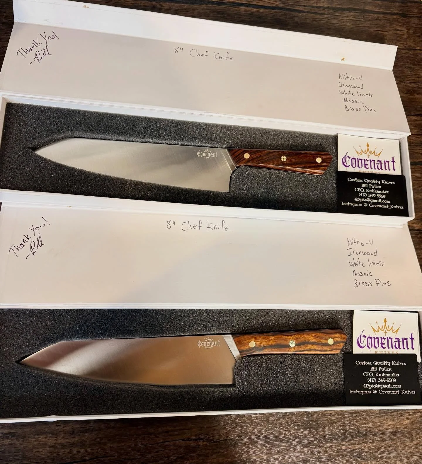 Banged out a couple of chef knives in ironwood this week for an order. These were purchased as graduation presents! Talk about love!