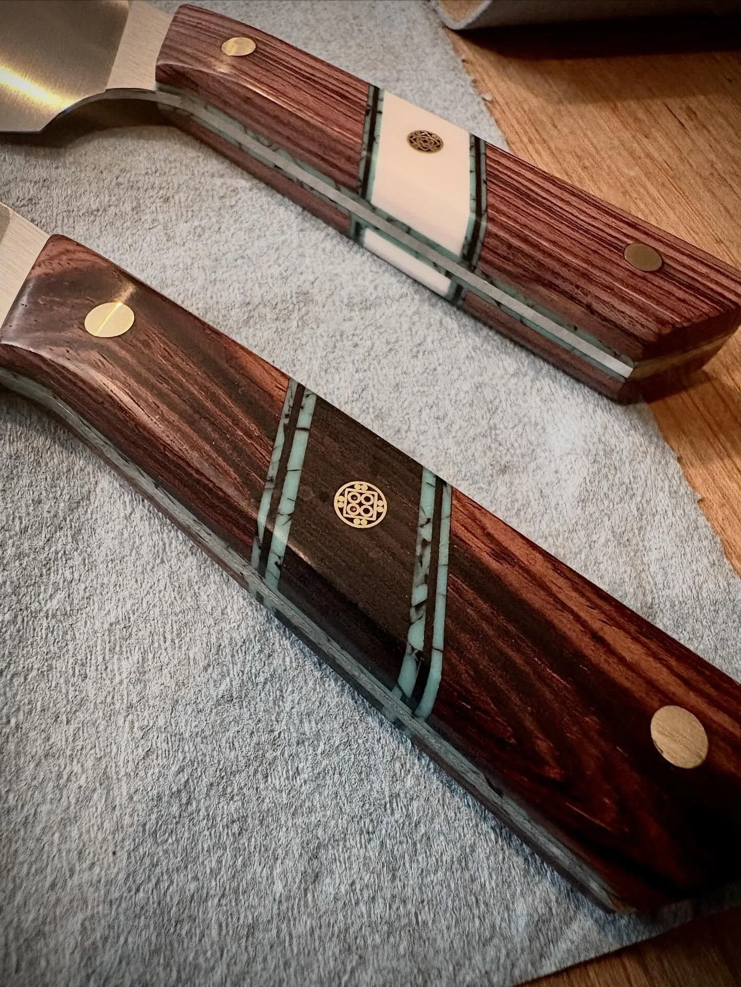 Progress on a real nice set of kitchen knives I&rsquo;m working on for a dear friend!