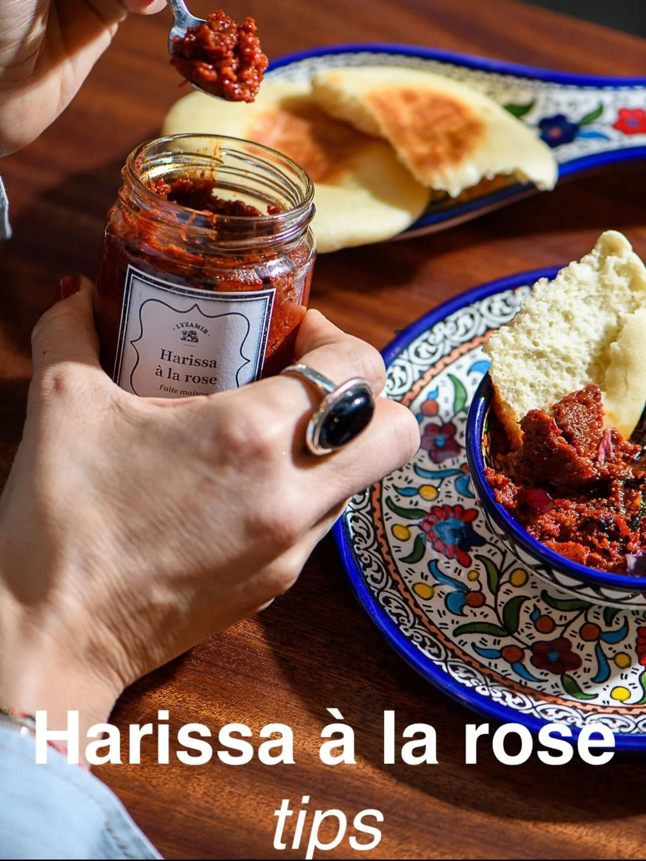 Not your average chili paste. 🌶️ 🔥 🌹

Meet Harissa &agrave; la rose - the best seller&mdash; where smoky heat meets a subtle floral twist.

Scroll until the end to get the full taste of @lyzamir_geneva 

How we love it at Bab Simsim?
🌿 Spread on 