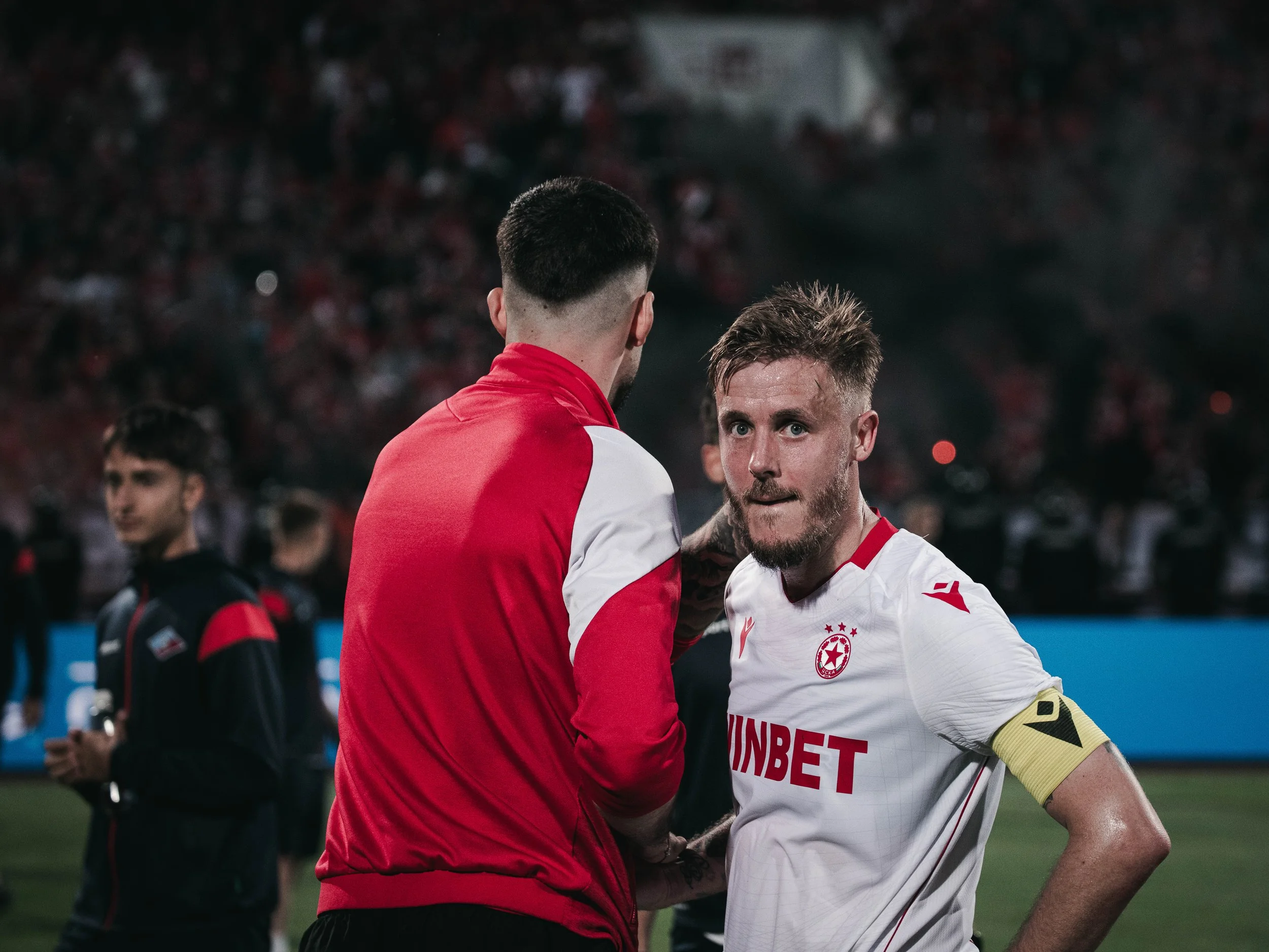 Thibault Vion catches his breath after the competitive Bulgarian Cup Final match against Ludogorets. Sofia, Bulgaria – May 22, 2025.