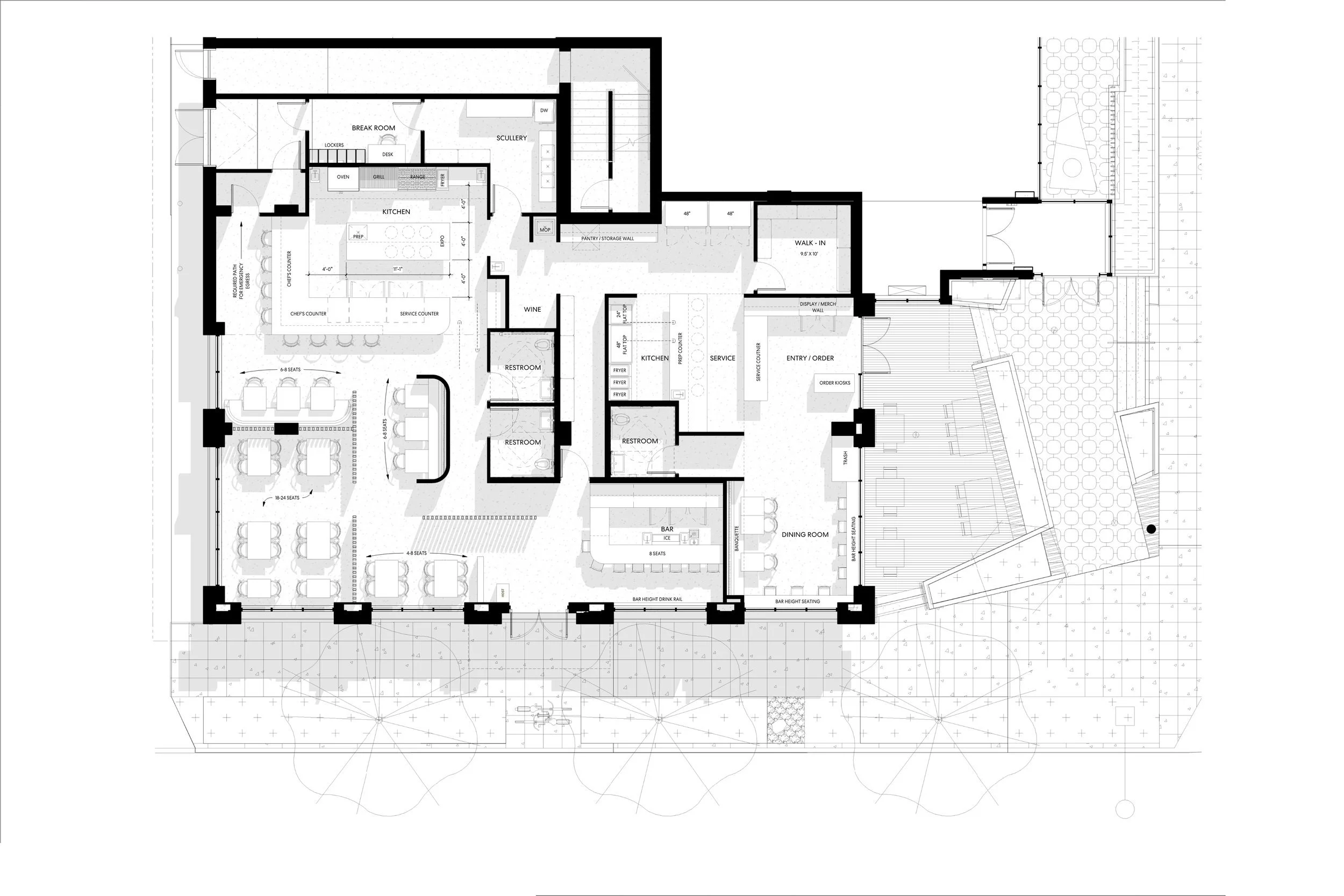 Architectural floor plan and drafting documents for a modern custom home design by Field Report.
