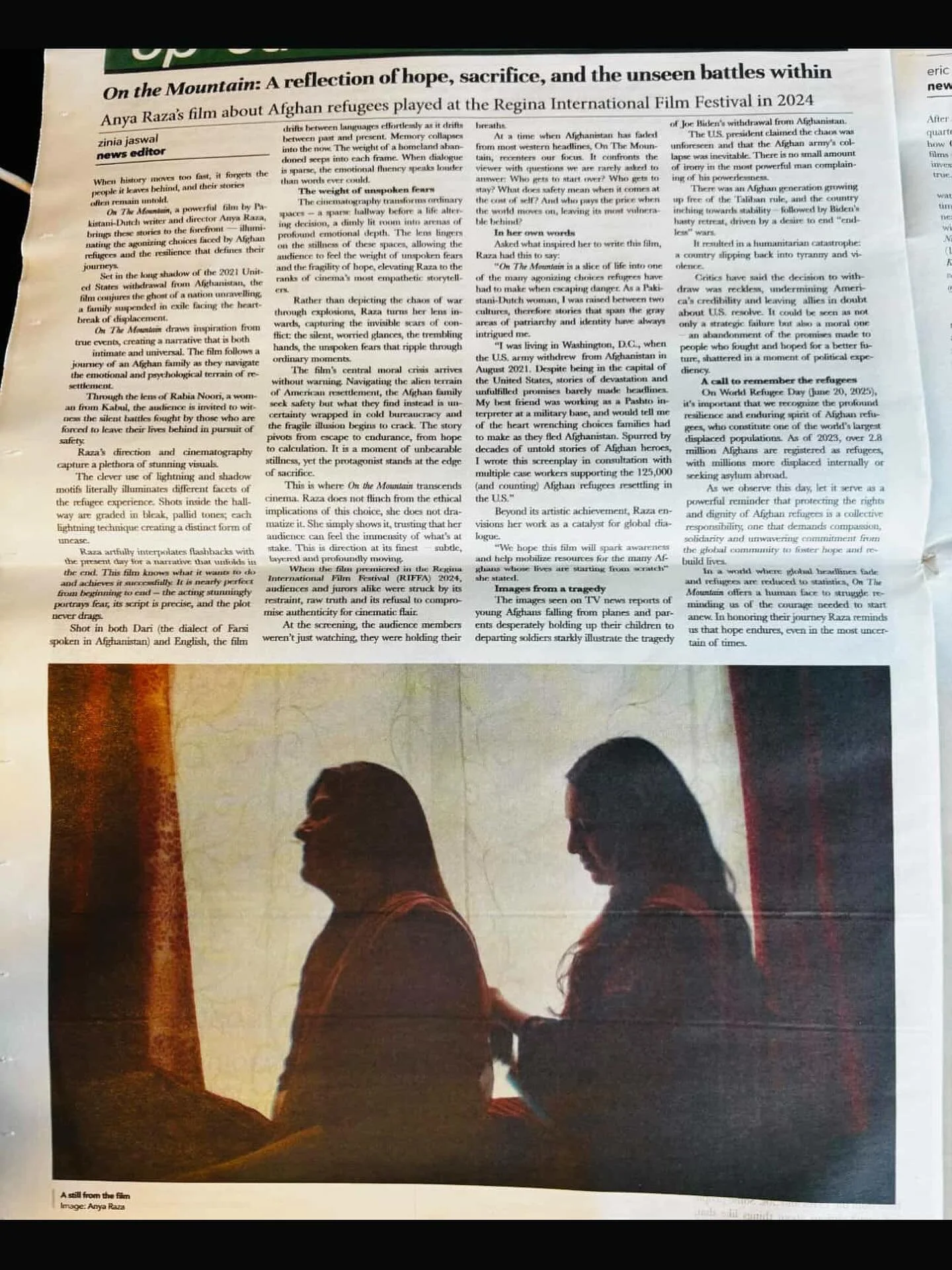 Nothing hits like seeing your story in print. Thank you again @carillonregina for this gorgeous review! You can read it in our link in bio 🧐
.
.
.
#OnTheMountain #AfghanRefugees #Print #ShortFilm #Fiction #Canada #Regina #RefugeesWelcome