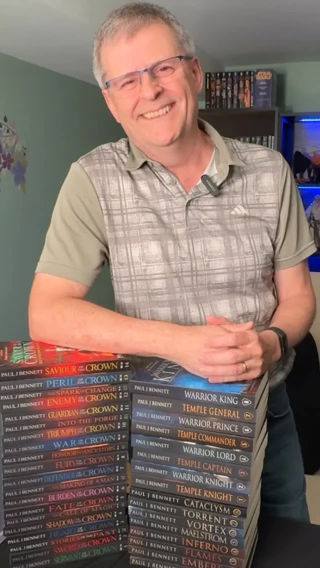 I leaned against two piles of my books today—thirty-six in total—and thought back to where it all began. When I wrote Servant of the Crown, I never imagined I’d end up here. One book led to another, until I had built an entire fanta