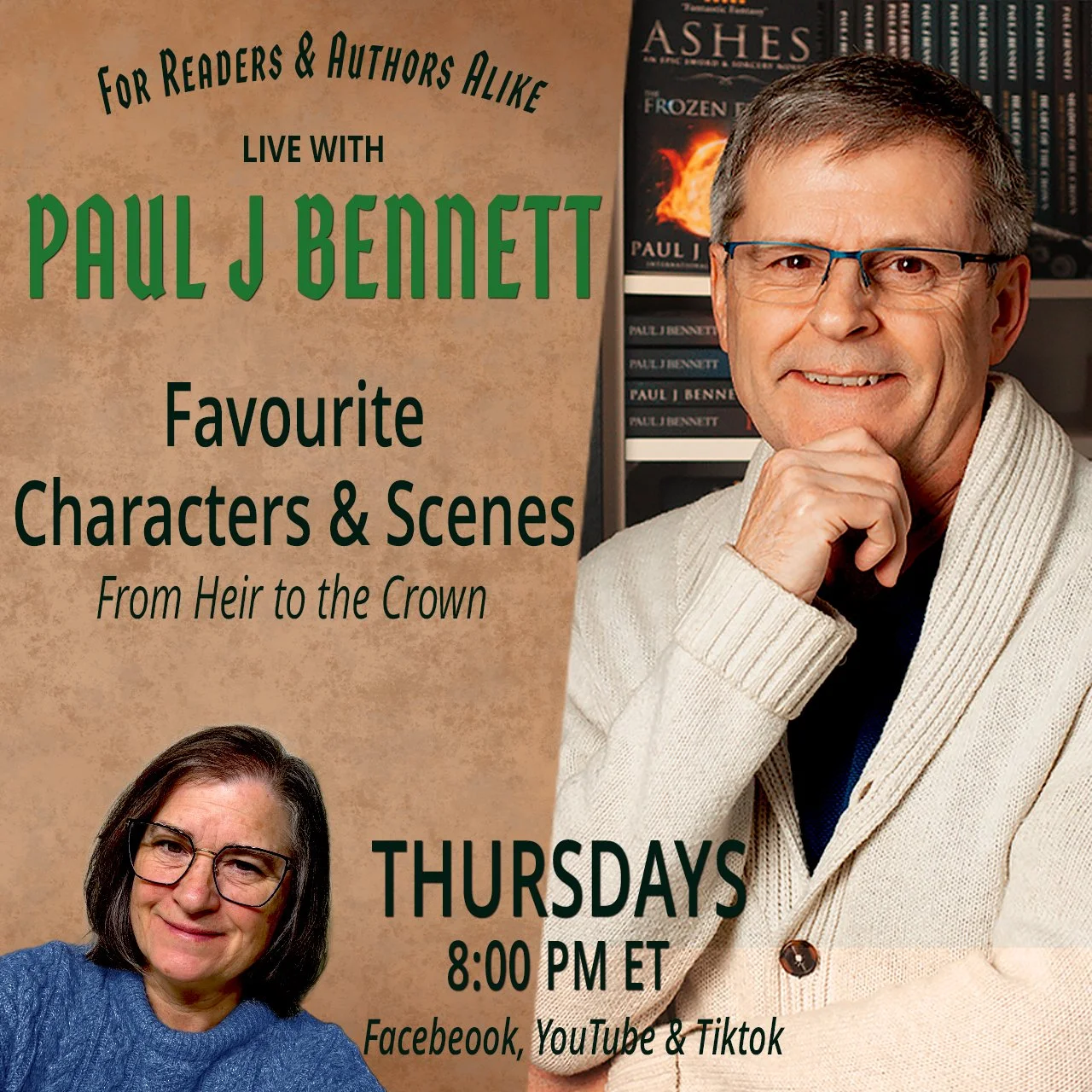 This Thursday at 8:00 PM ET, Carol and I will go live to talk about some of our favourite characters and moments from the Heir to the Crown series&mdash;looking back at the people, stories, and scenes that have stayed with us after 15 books.

For rea