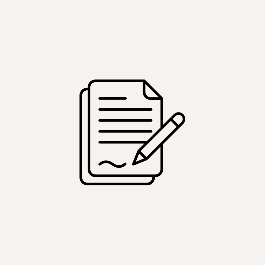 Icon of a document with a pen, representing signing or editing a document.