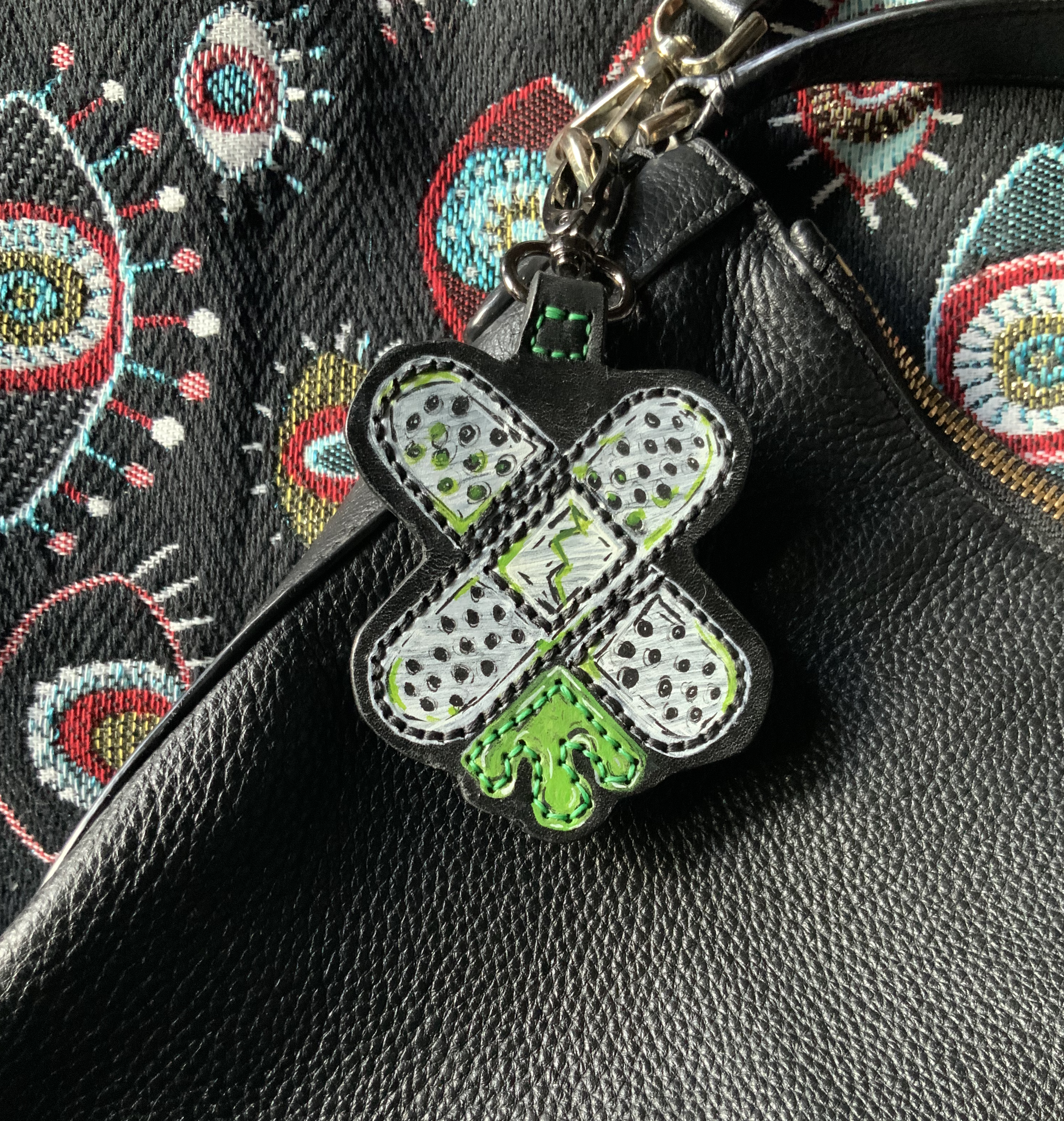 Green & White Bandaid Bag Charm - All Painted Variant